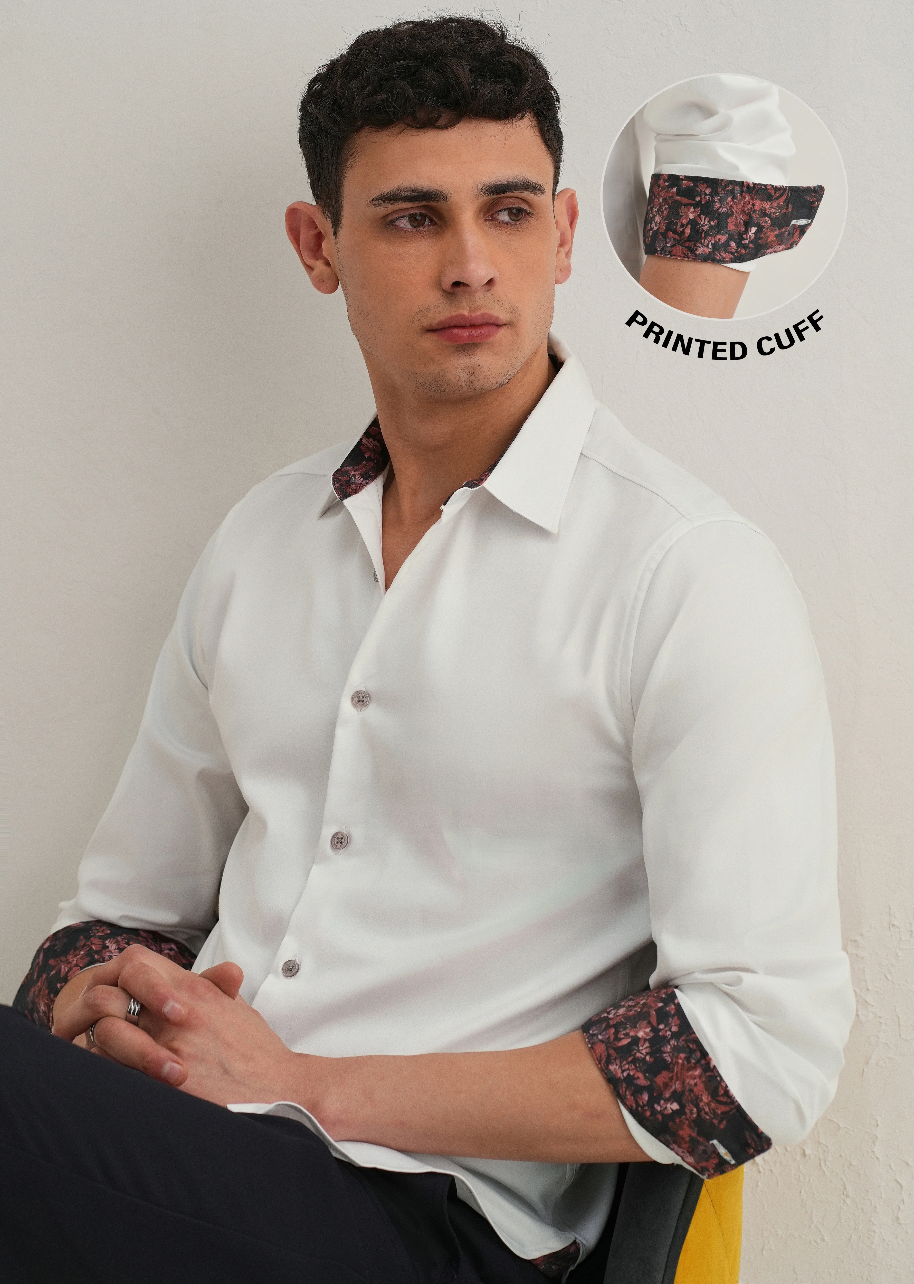 Off White Printed Cuff Shirt - Image 9