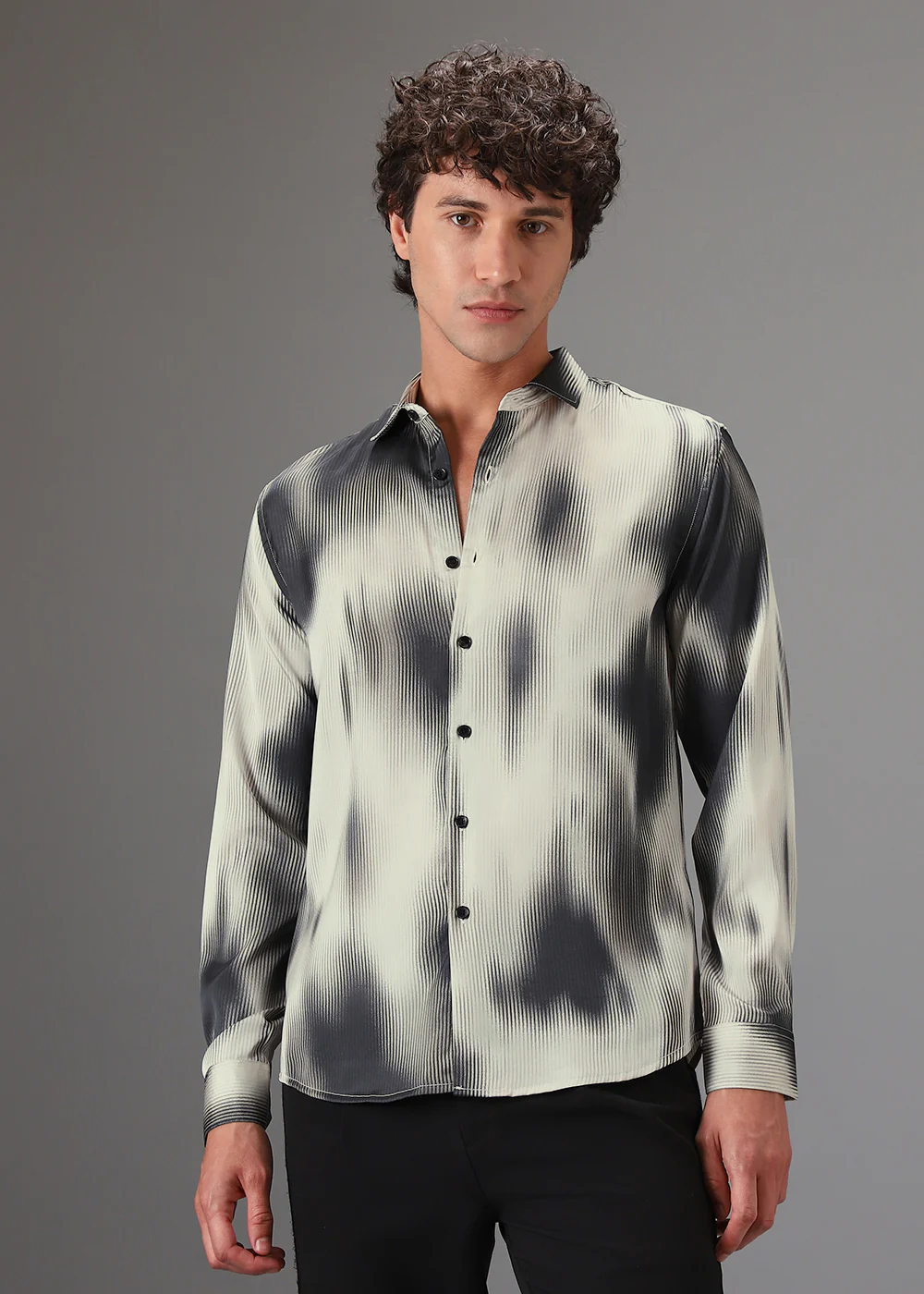 Off White Stripe Abstract Printed Shirt - Image 3