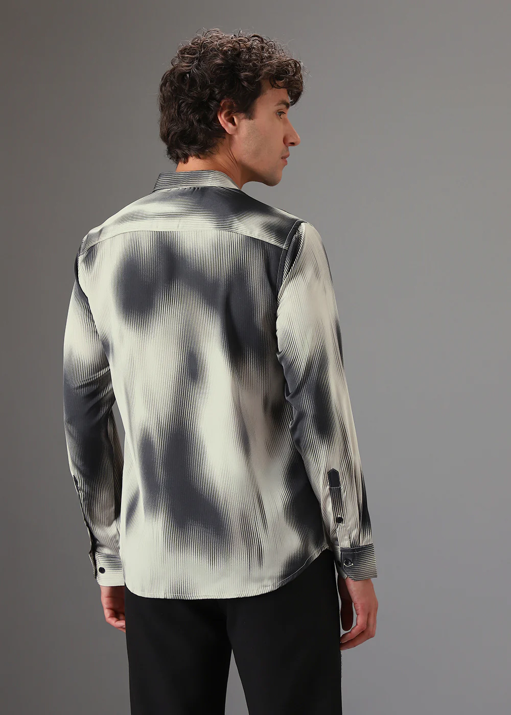 Off White Stripe Abstract Printed Shirt - Image 4
