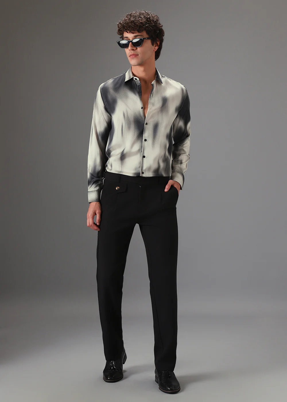 Off White Stripe Abstract Printed Shirt - Image 6