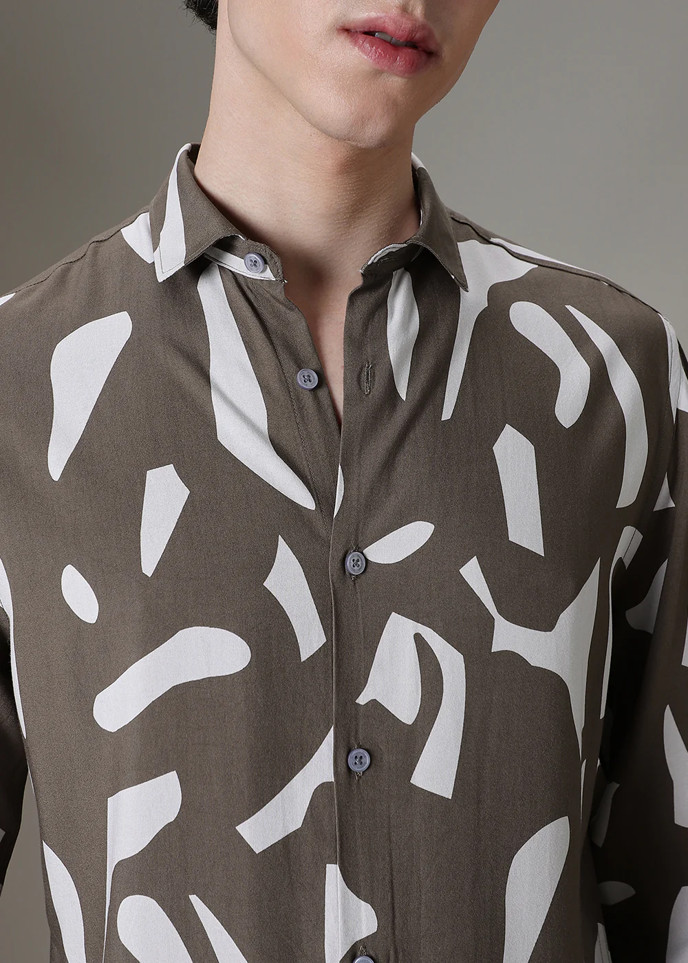 Olive Abstract Printed Shirt - Image 2