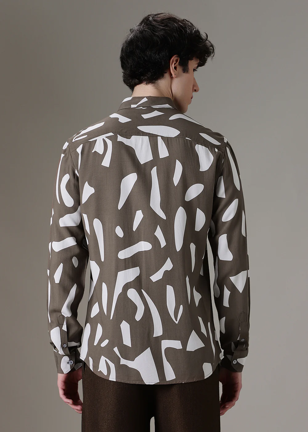 Olive Abstract Printed Shirt - Image 4