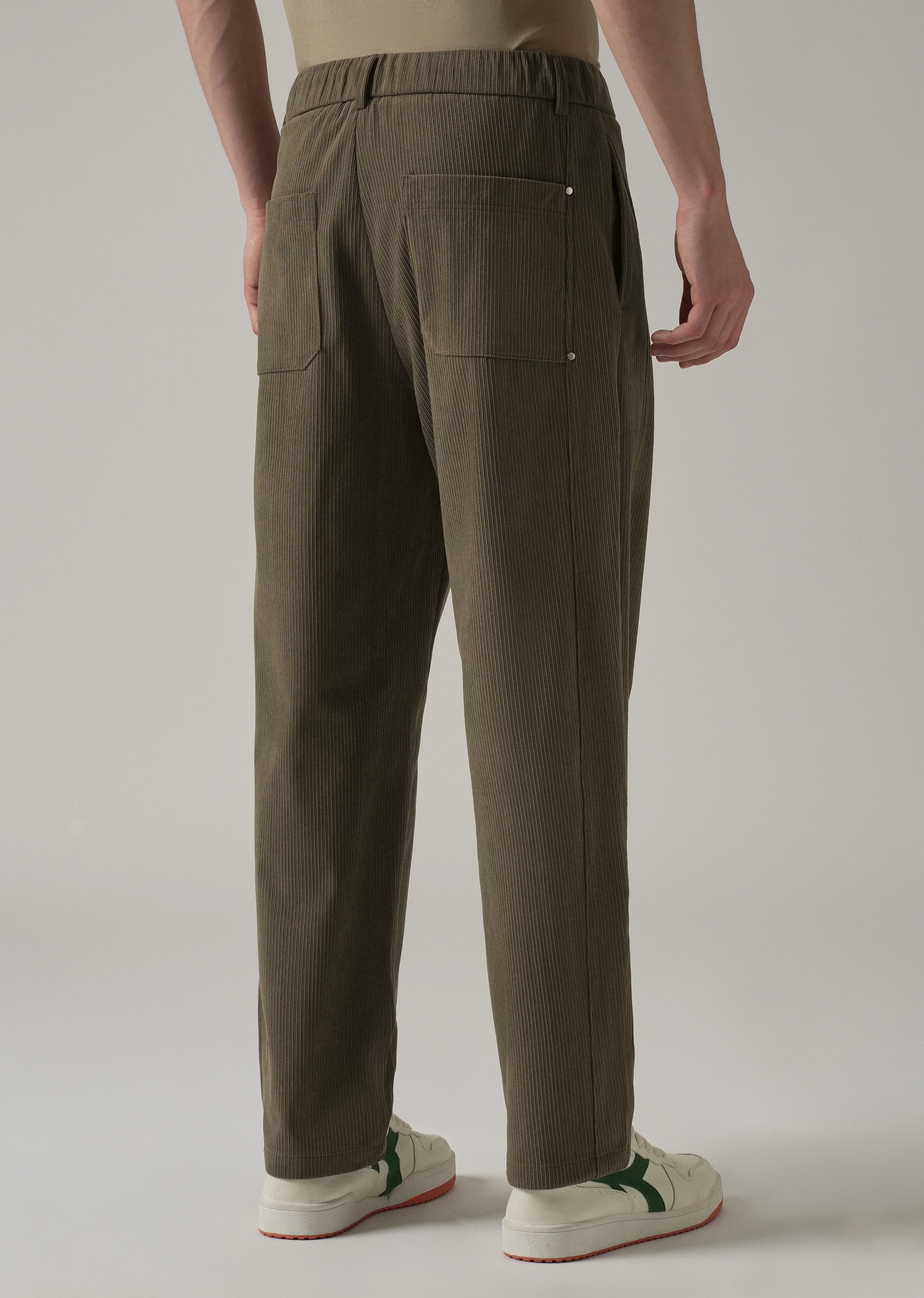 Olive Brown Corduroy Drawstring Pant - Image 2