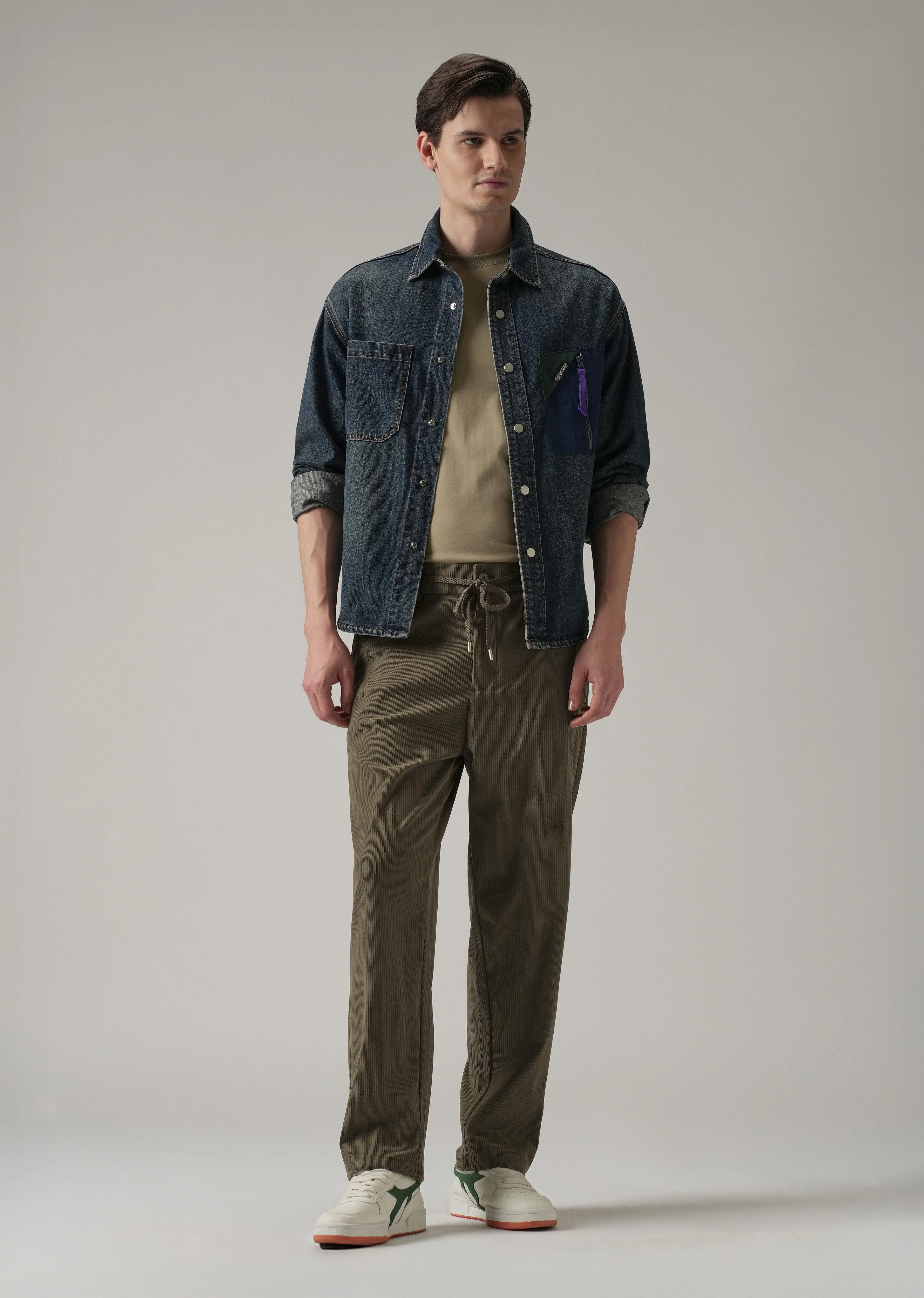 Olive Brown Corduroy Drawstring Pant - Image 6