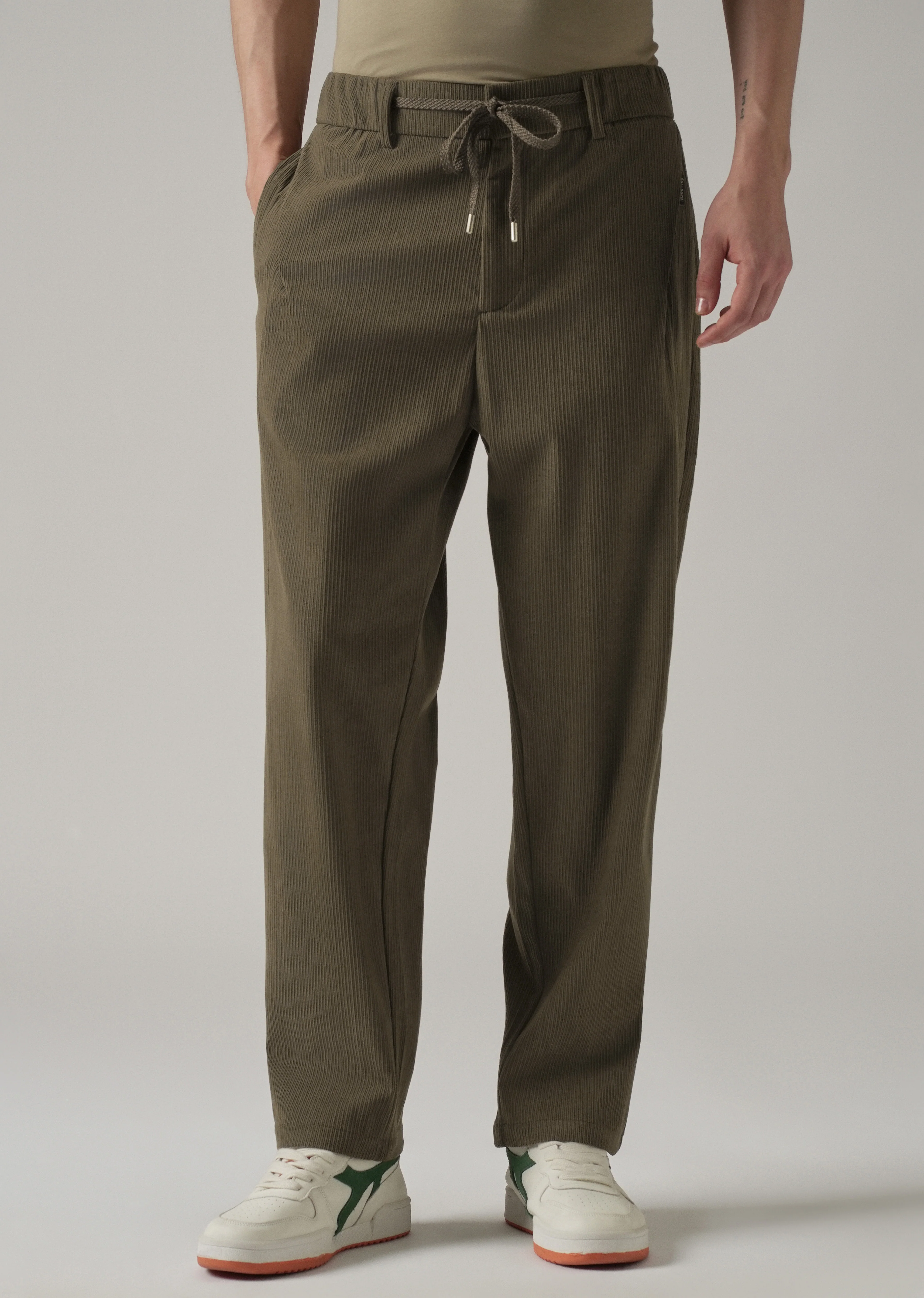 Olive Brown Corduroy Drawstring Pant - Image 7