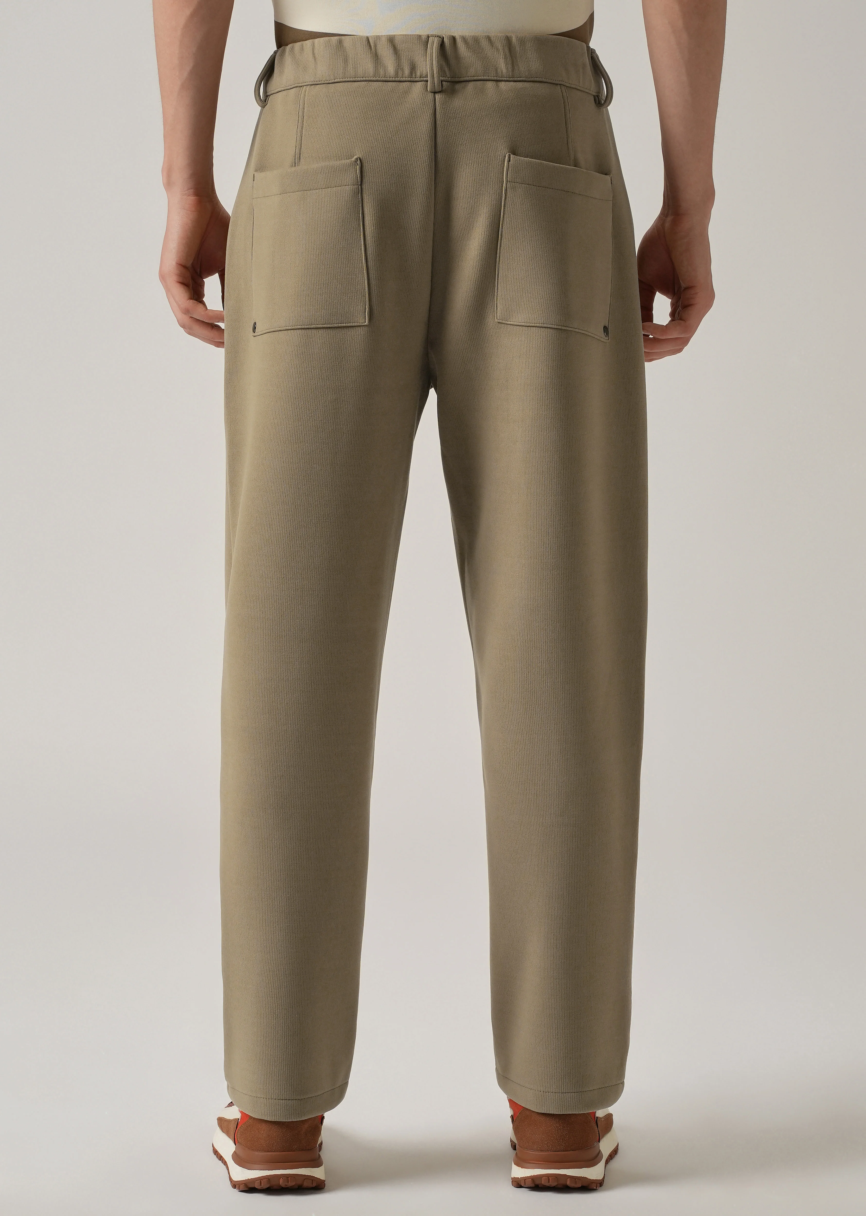 Olive Corduroy Relaxed Fit Drawstring Pant - Image 2