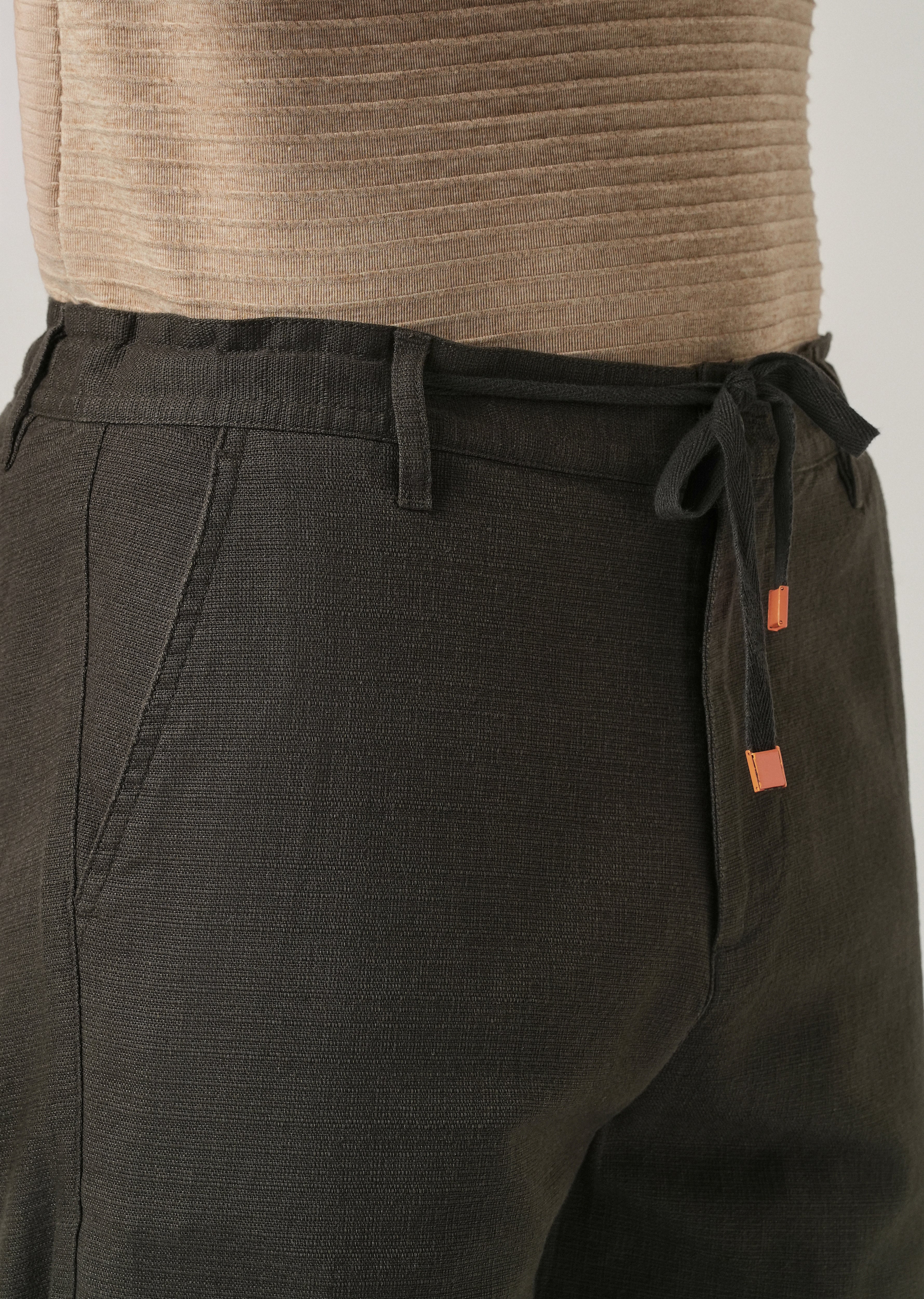 Olive Linen-Look Cotton Trousers - Image 5