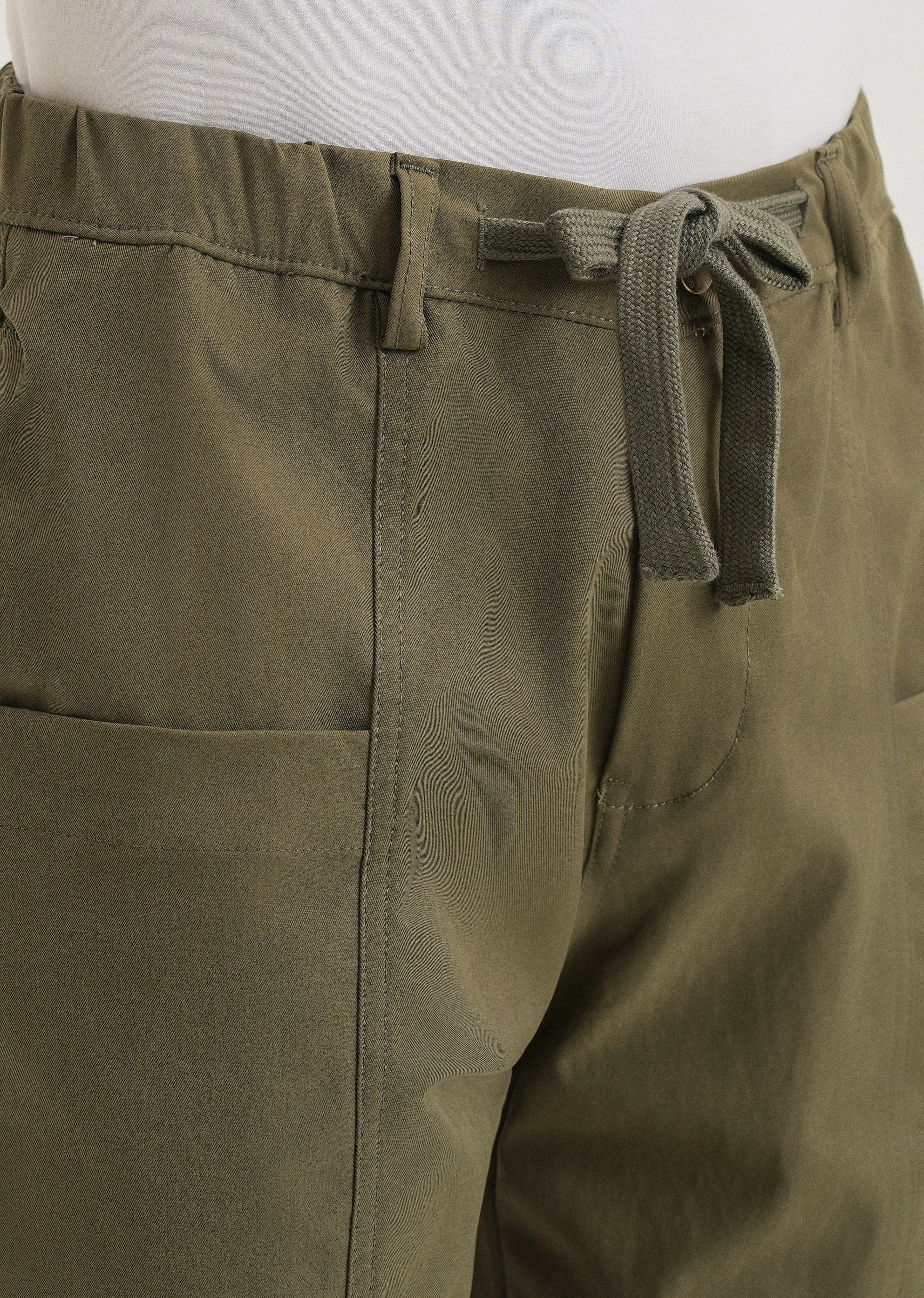Olive Drawstring Panel Cargo Pant - Image 5