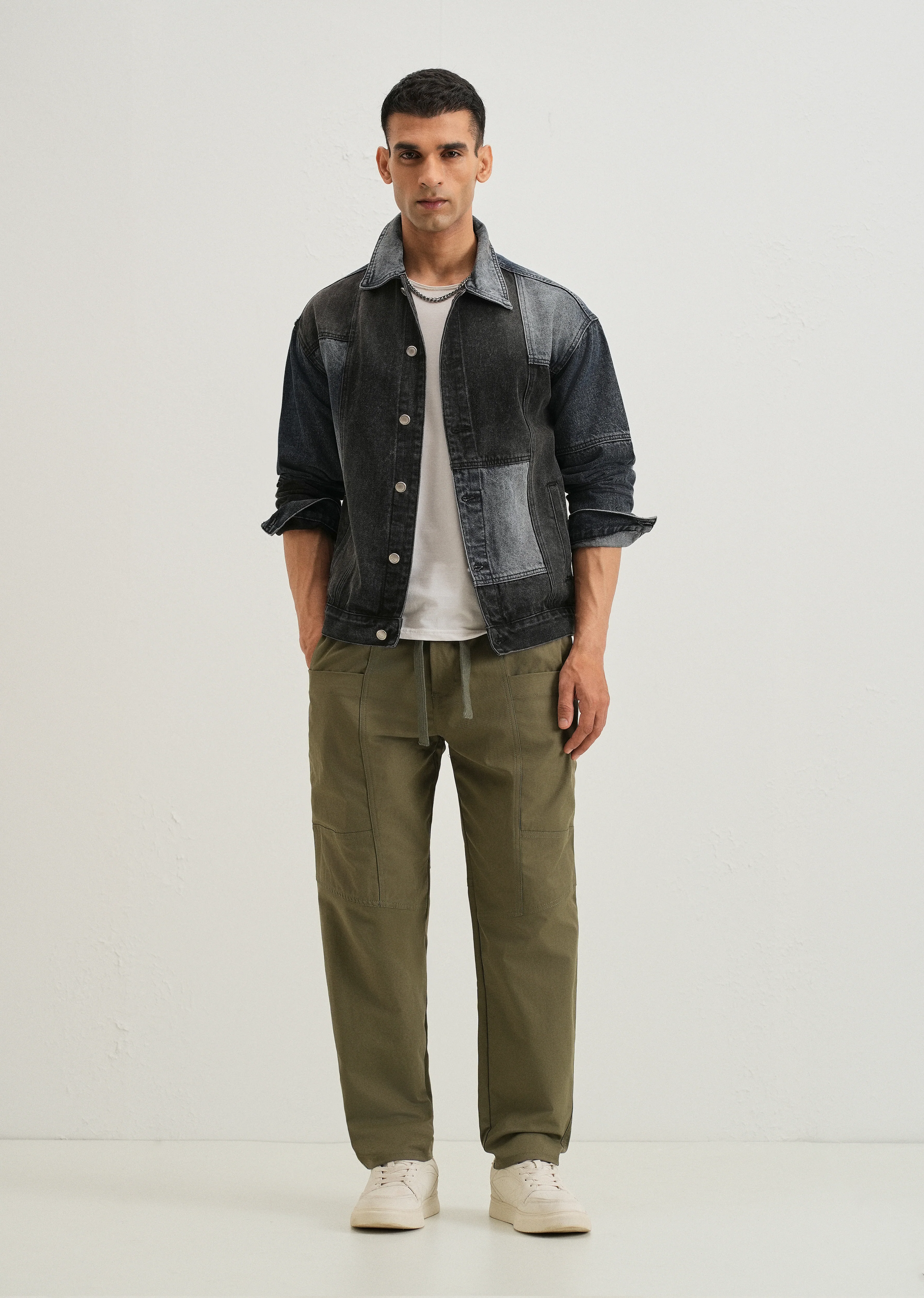 Olive Drawstring Panel Cargo Pant - Image 6