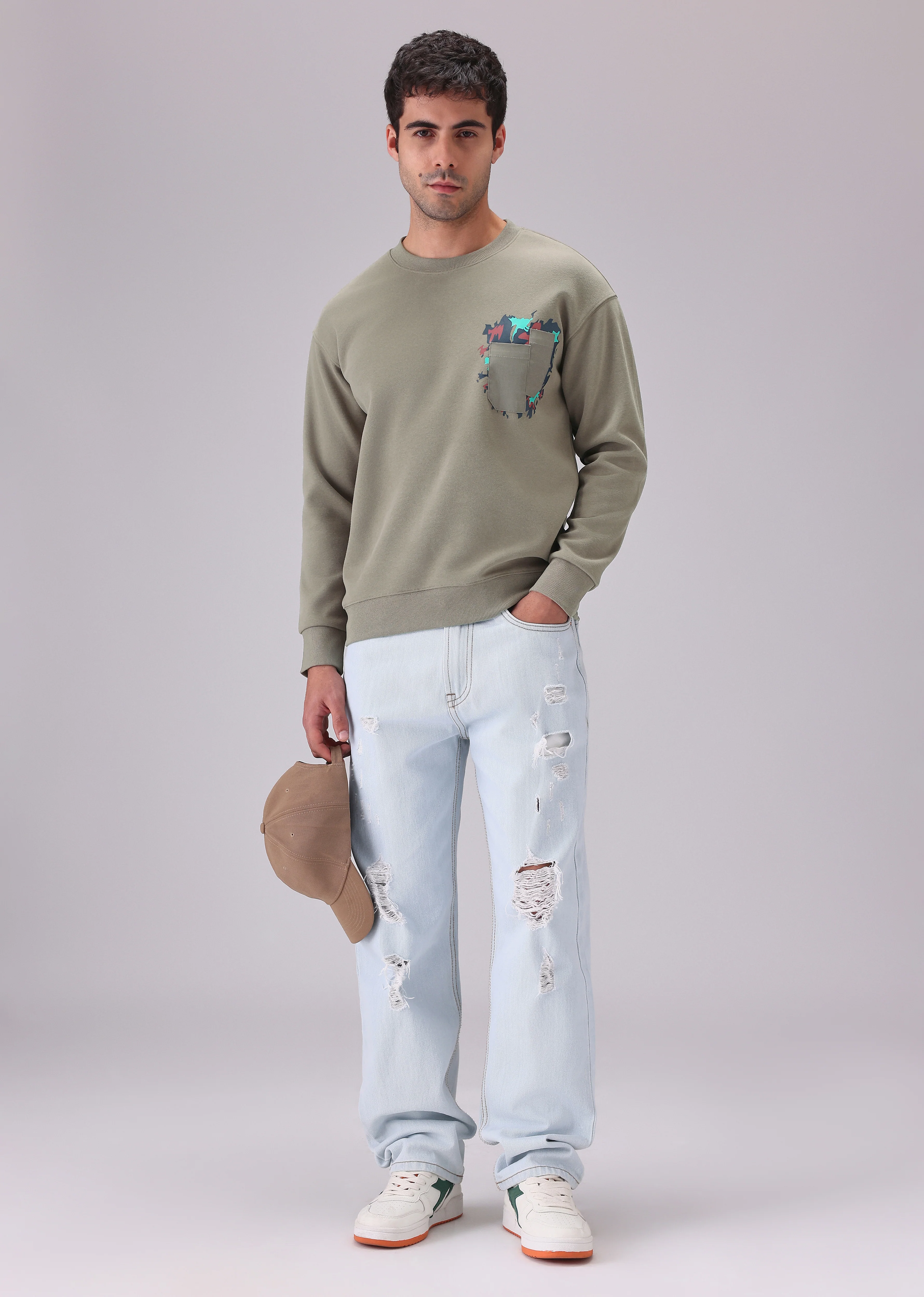 Olive Graphic Pocket Sweatshirt - Image 6