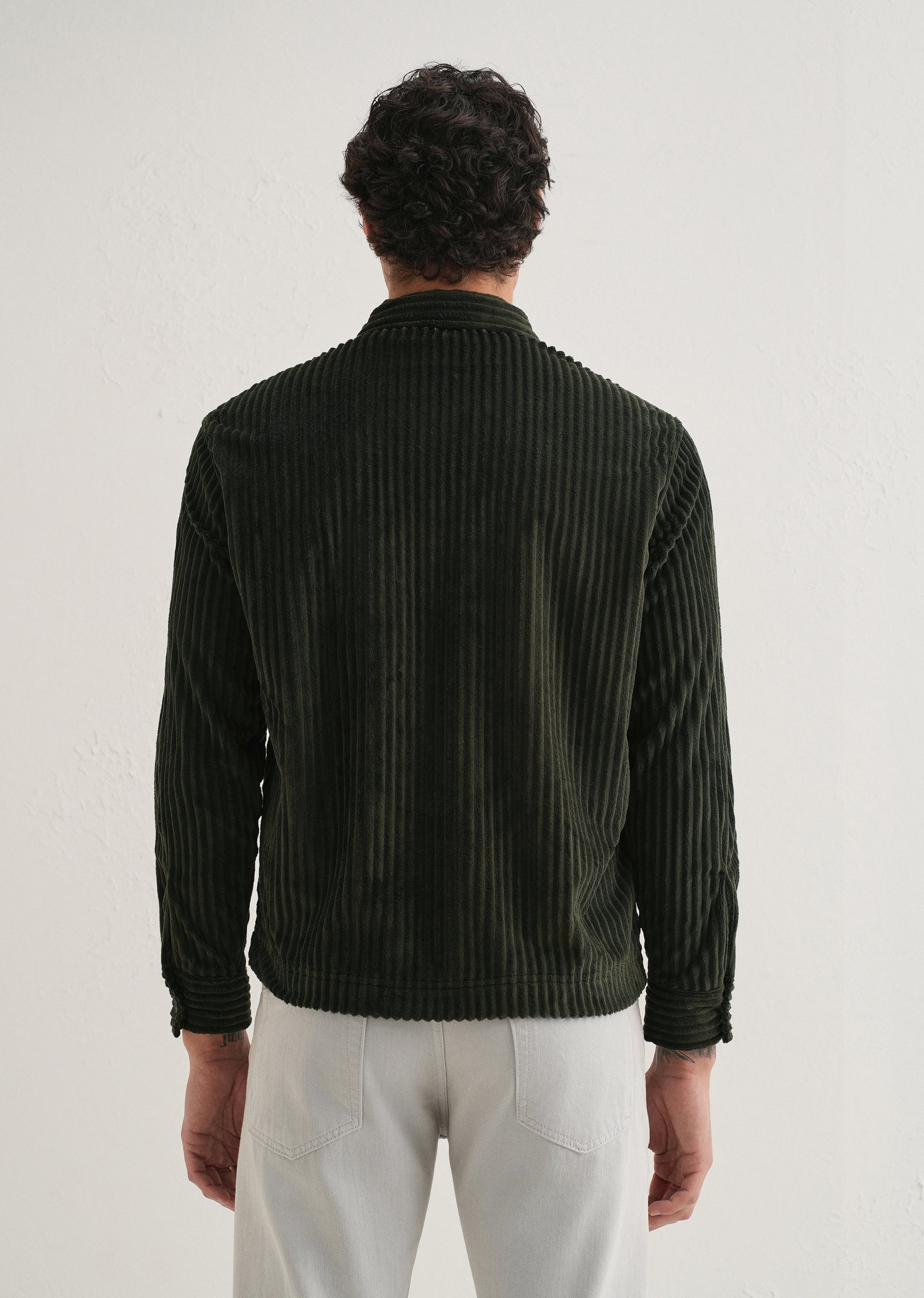 Olive Green Corduroy Shacket - Image 3