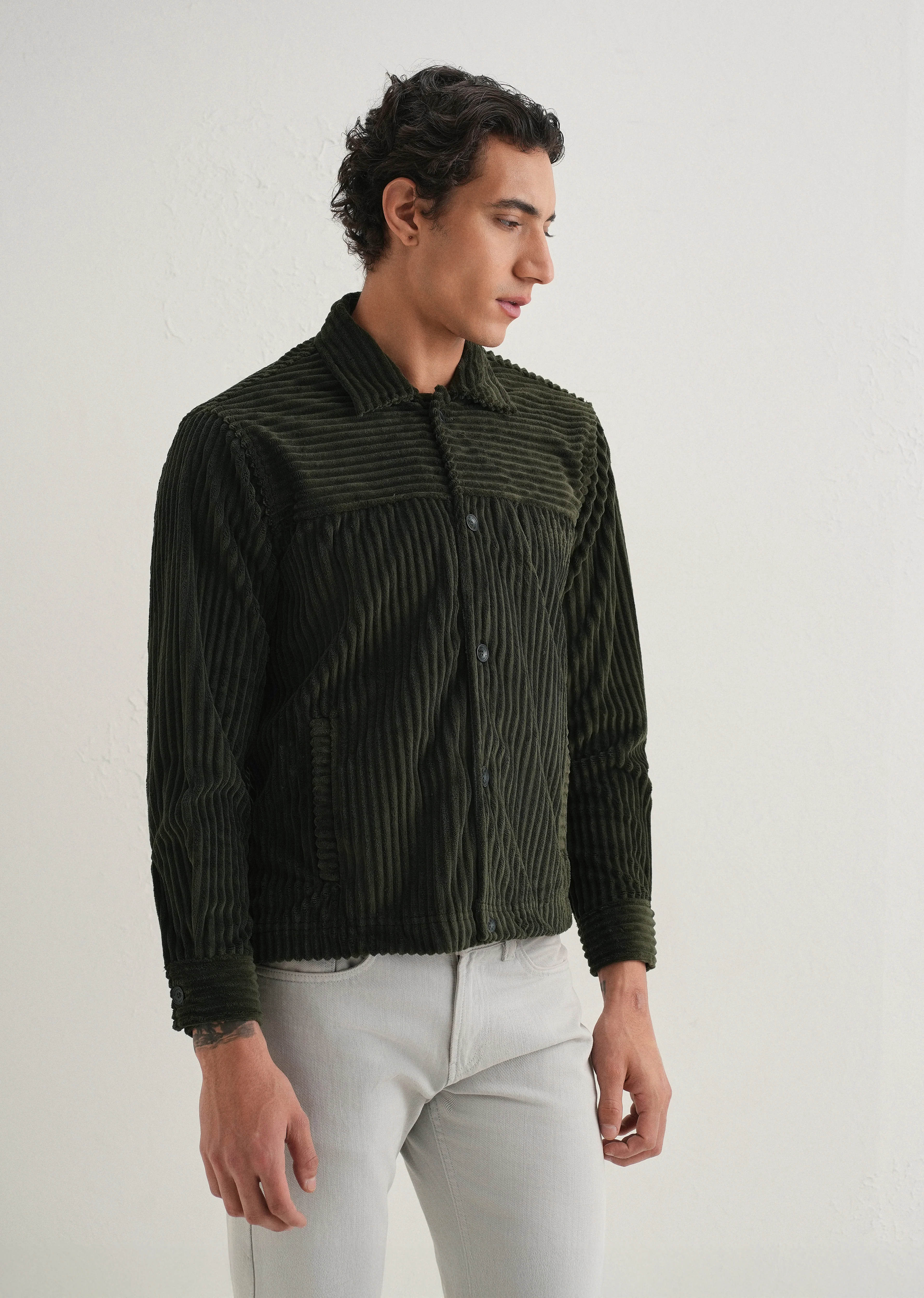 Olive Green Corduroy Shacket - Image 5