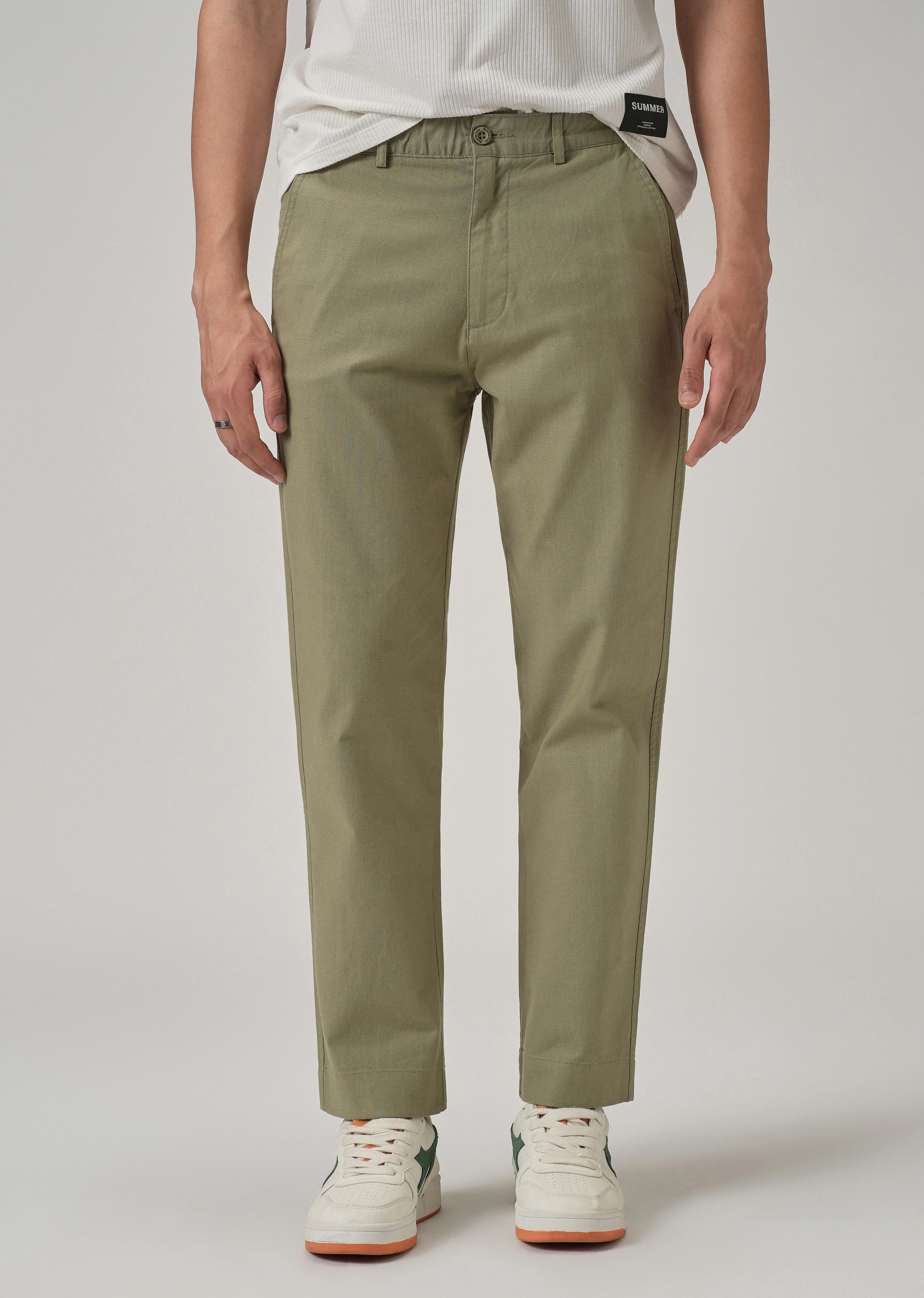 Olive Green Cotton Trouser - Image 7