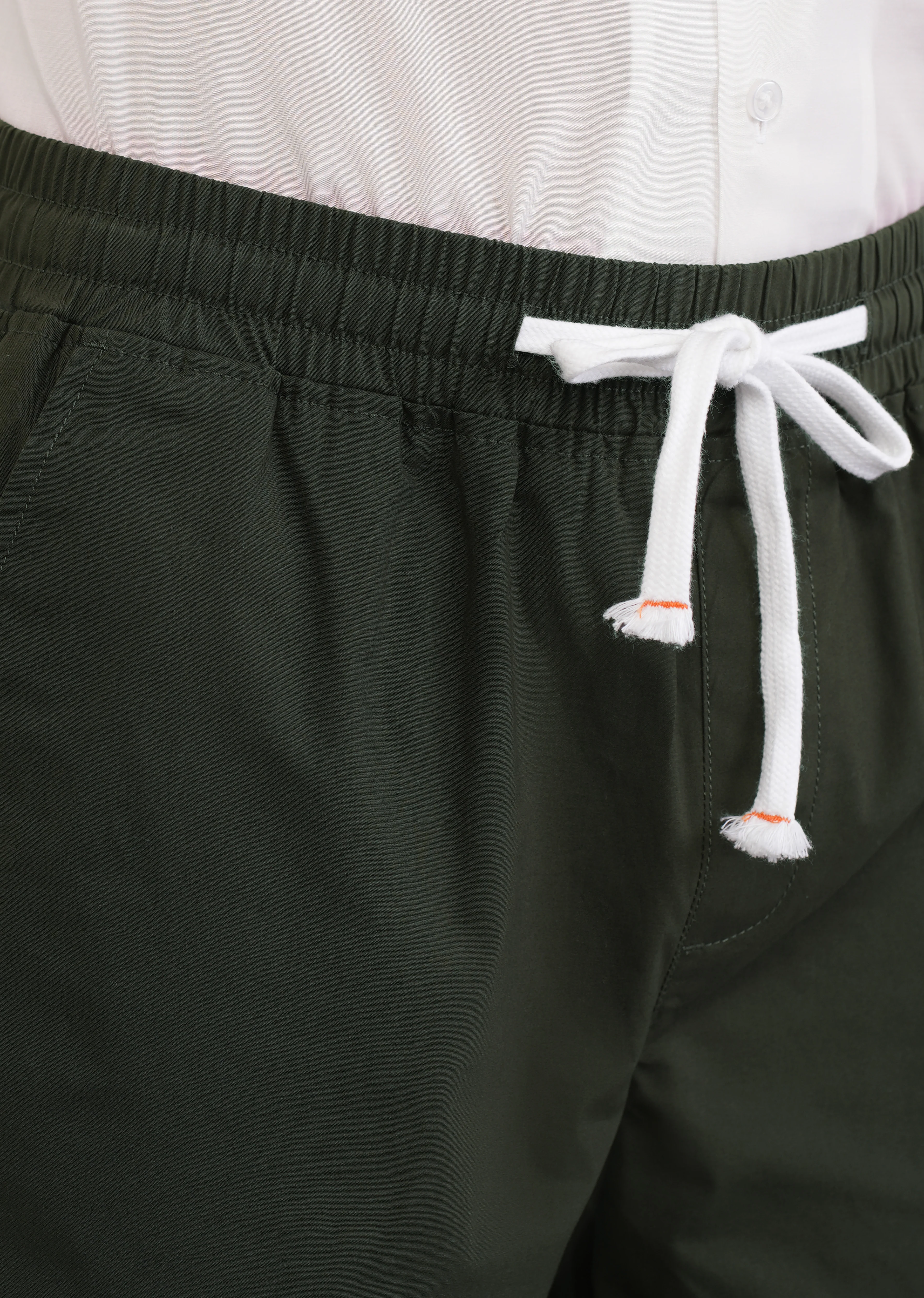 Olive Green Drawstring Cotton Shorts - Image 5