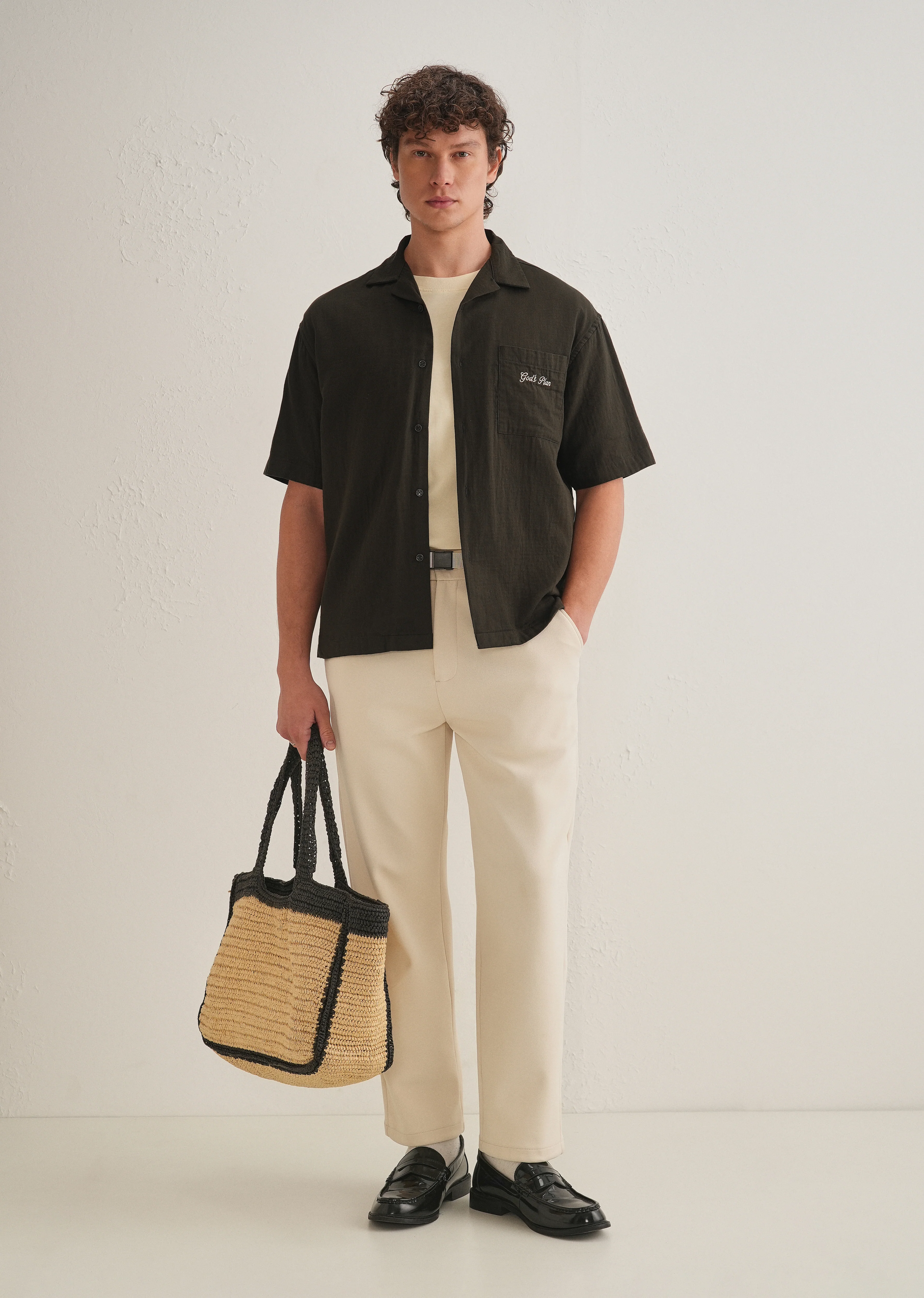 Olive Green Embroidered Double Cloth Cotton Shirt - Image 7