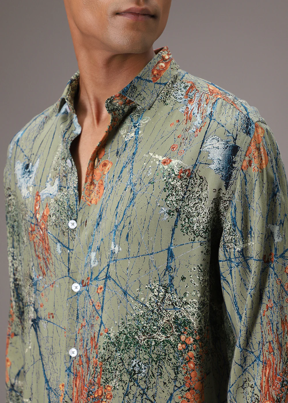 Olive Green Feather Shirt - Image 2