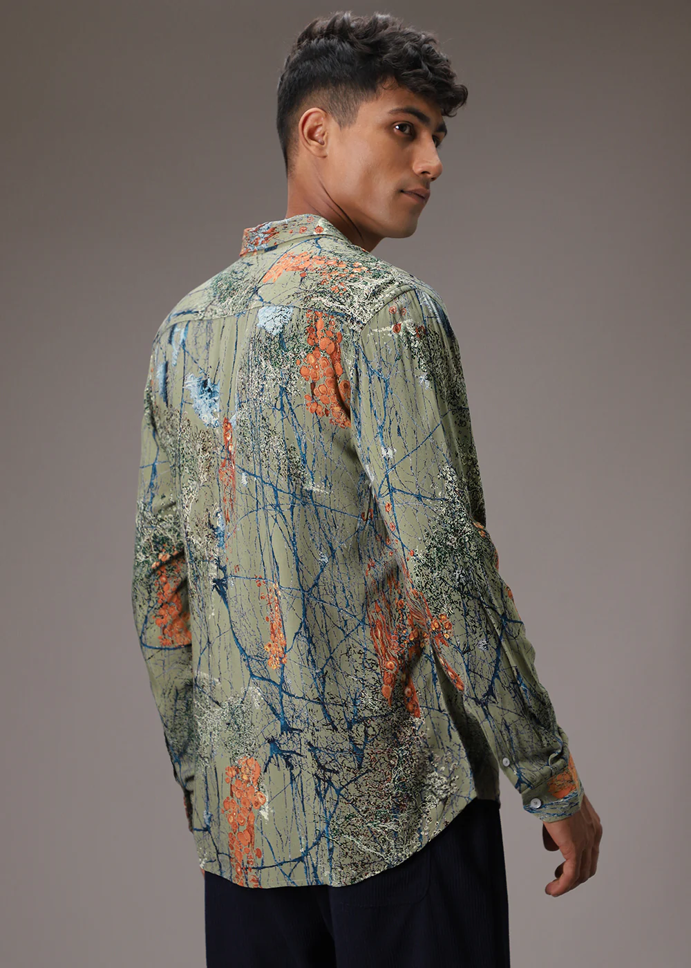 Olive Green Feather Shirt - Image 4