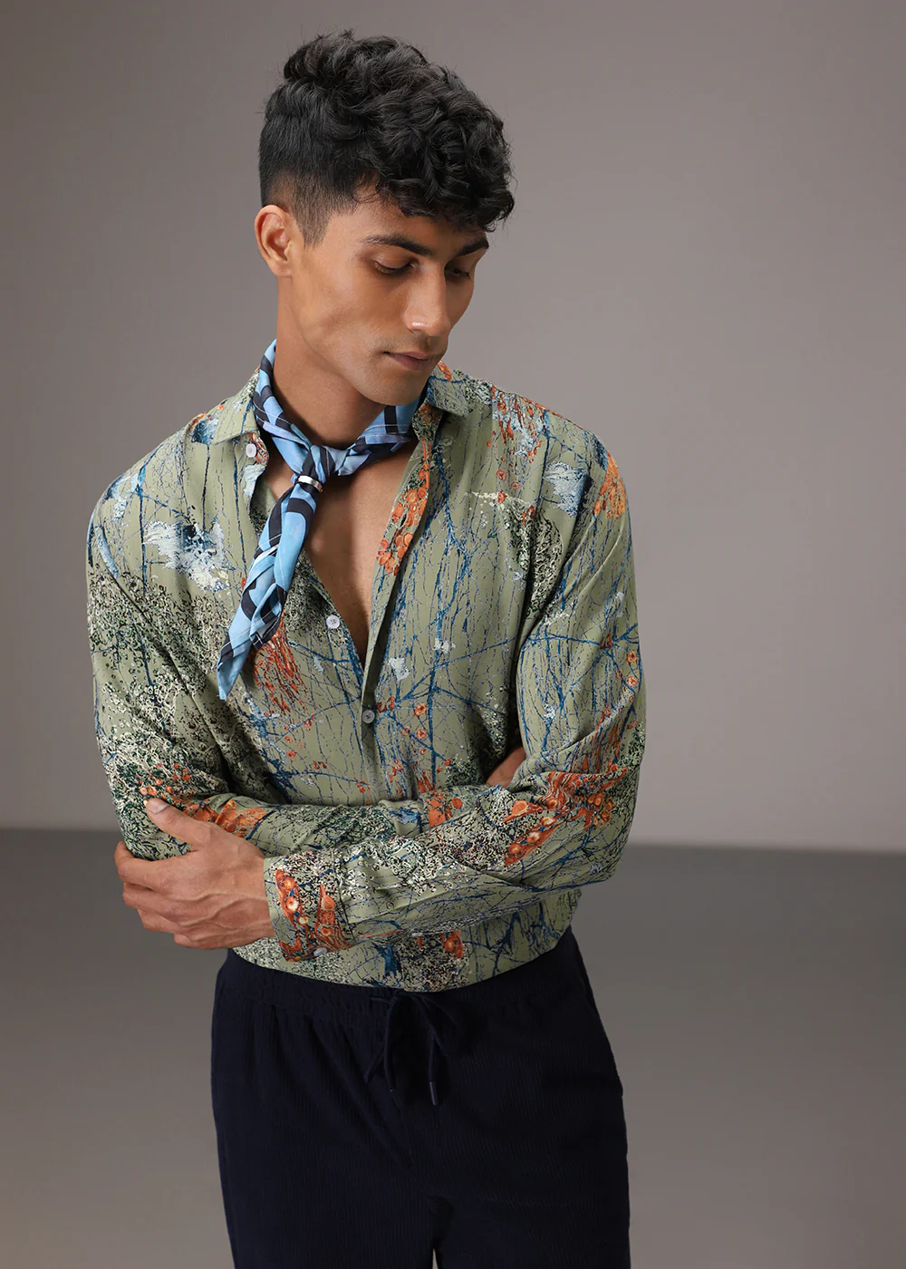 Olive Green Feather Shirt - Image 6