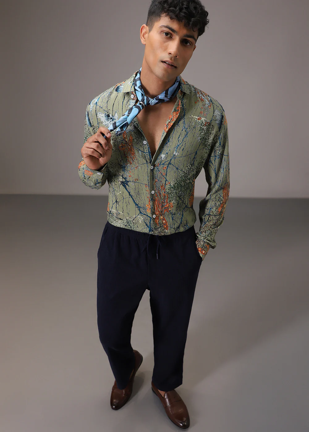 Olive Green Feather Shirt - Image 7