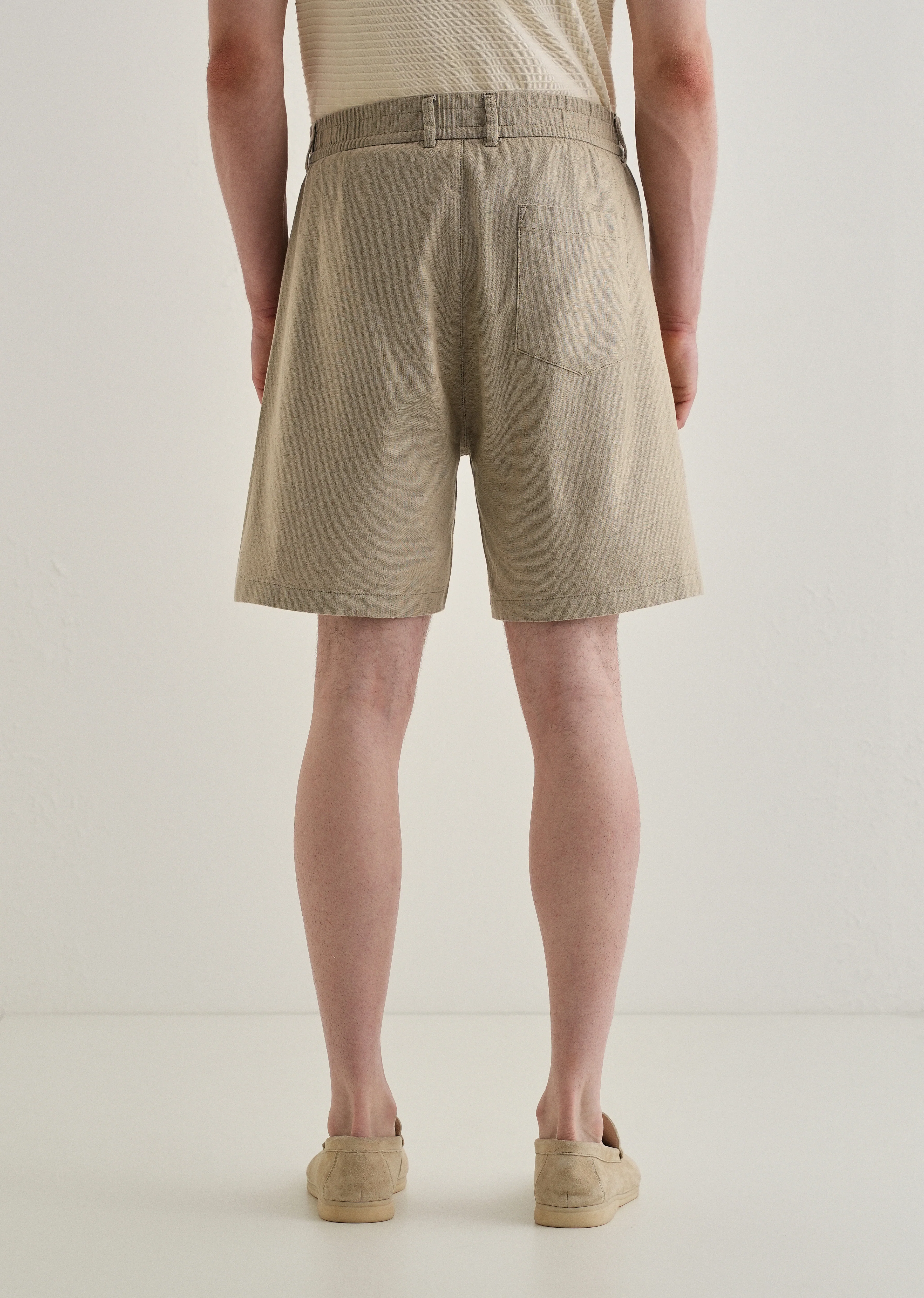 Olive Green Linen Shorts - Image 2