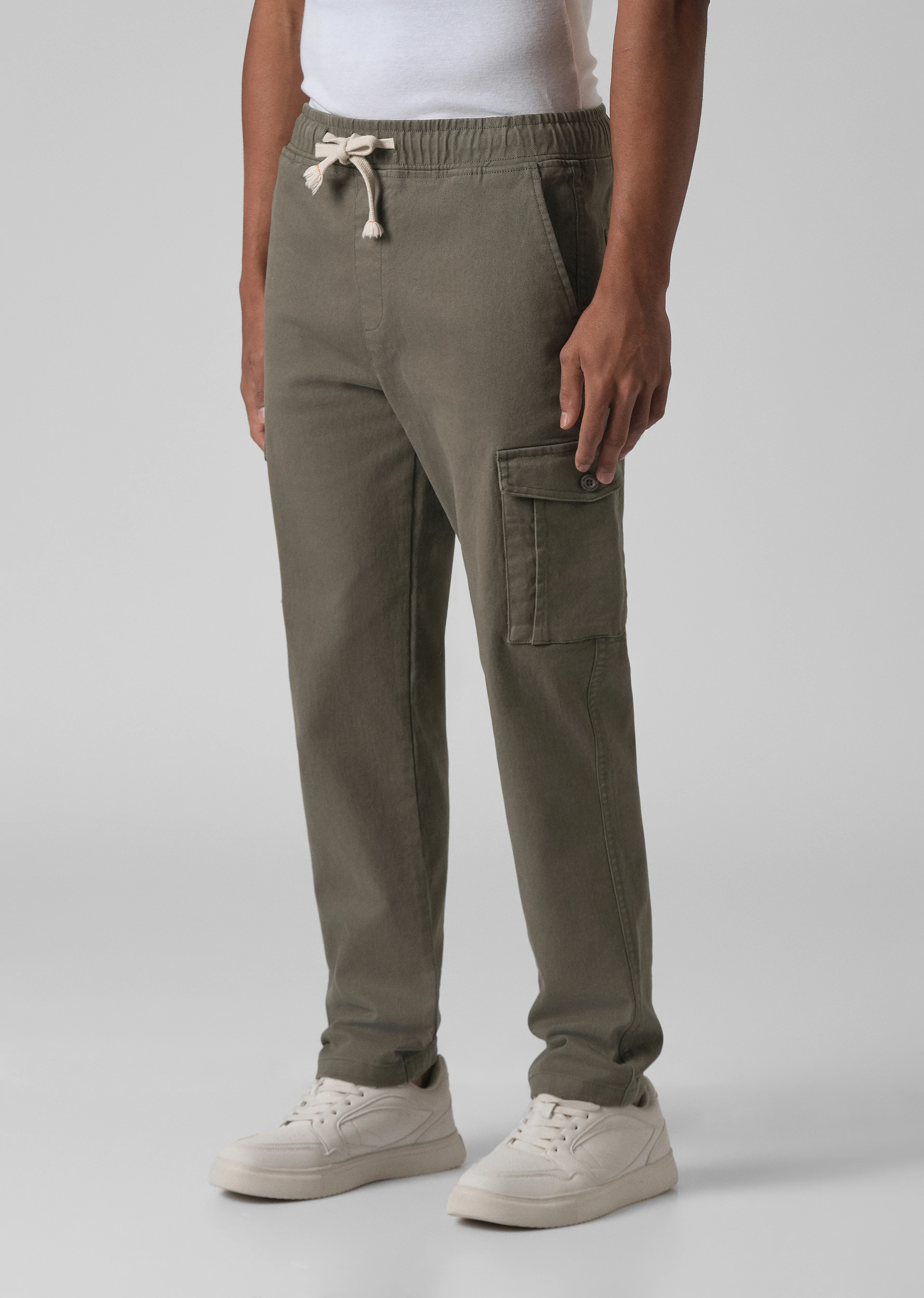 Olive Green Regular Fit Cargo Pant - Image 3