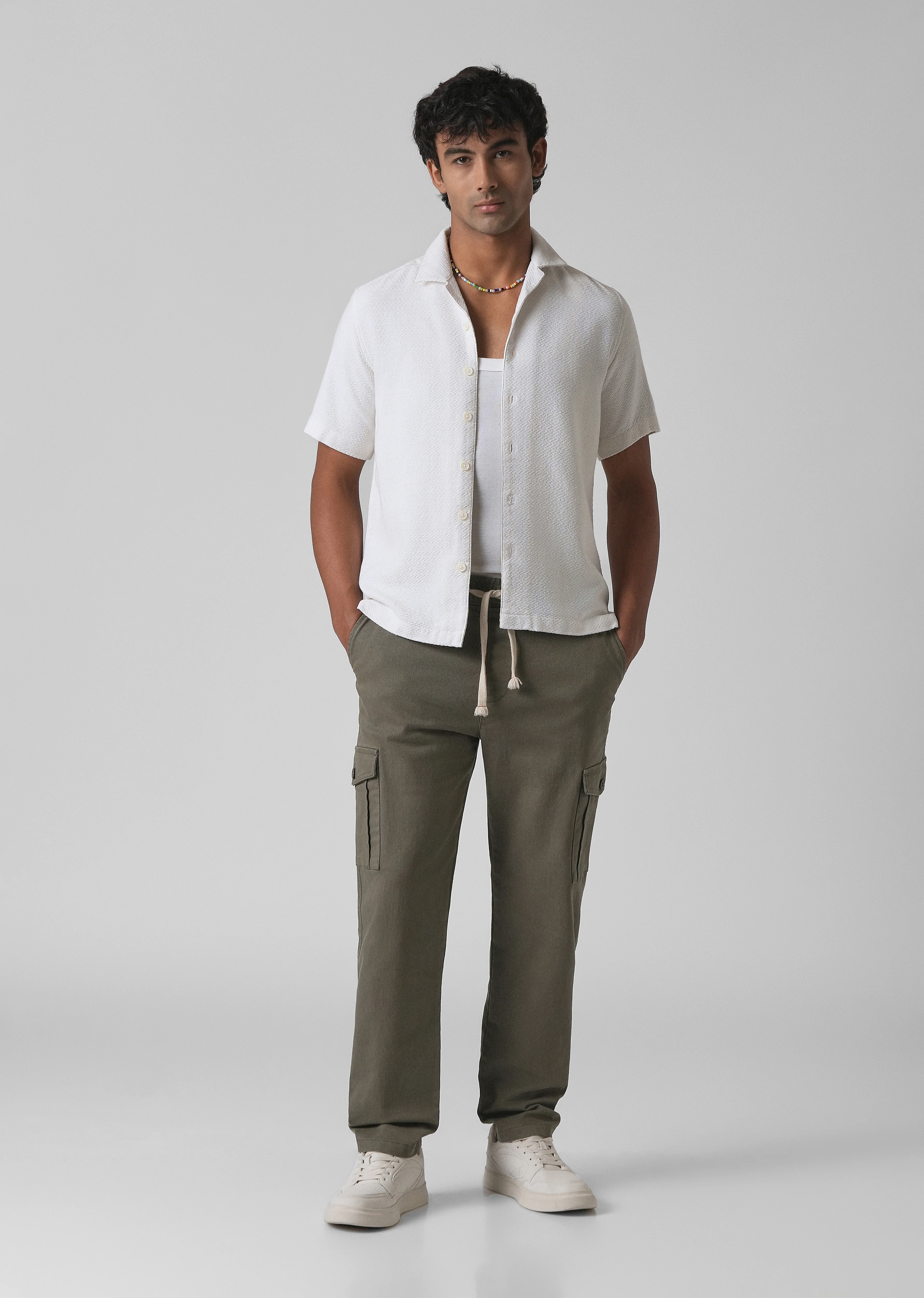 Olive Green Regular Fit Cargo Pant - Image 6