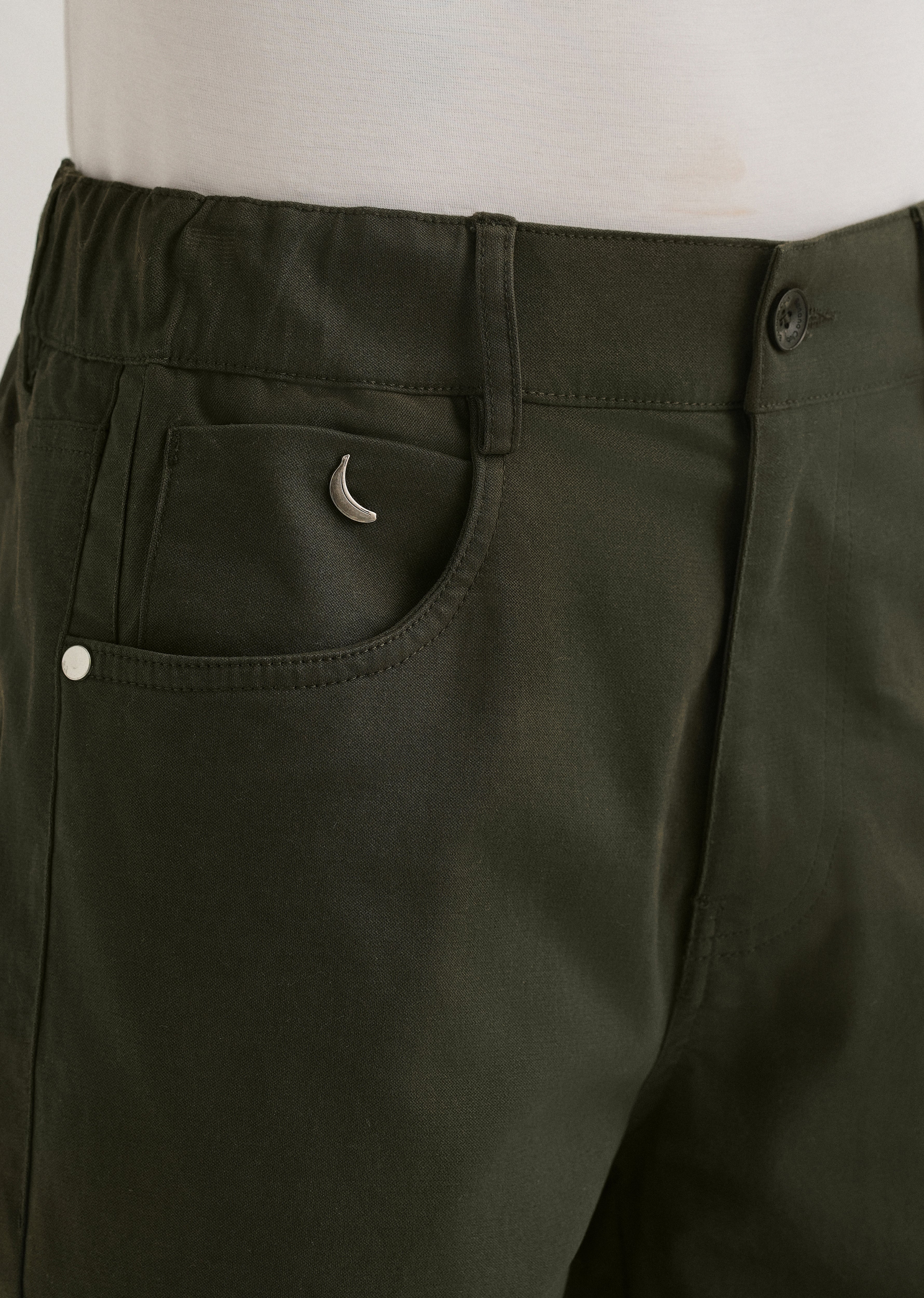 Olive Green Semi-Elasticated Cotton Trouser - Image 5