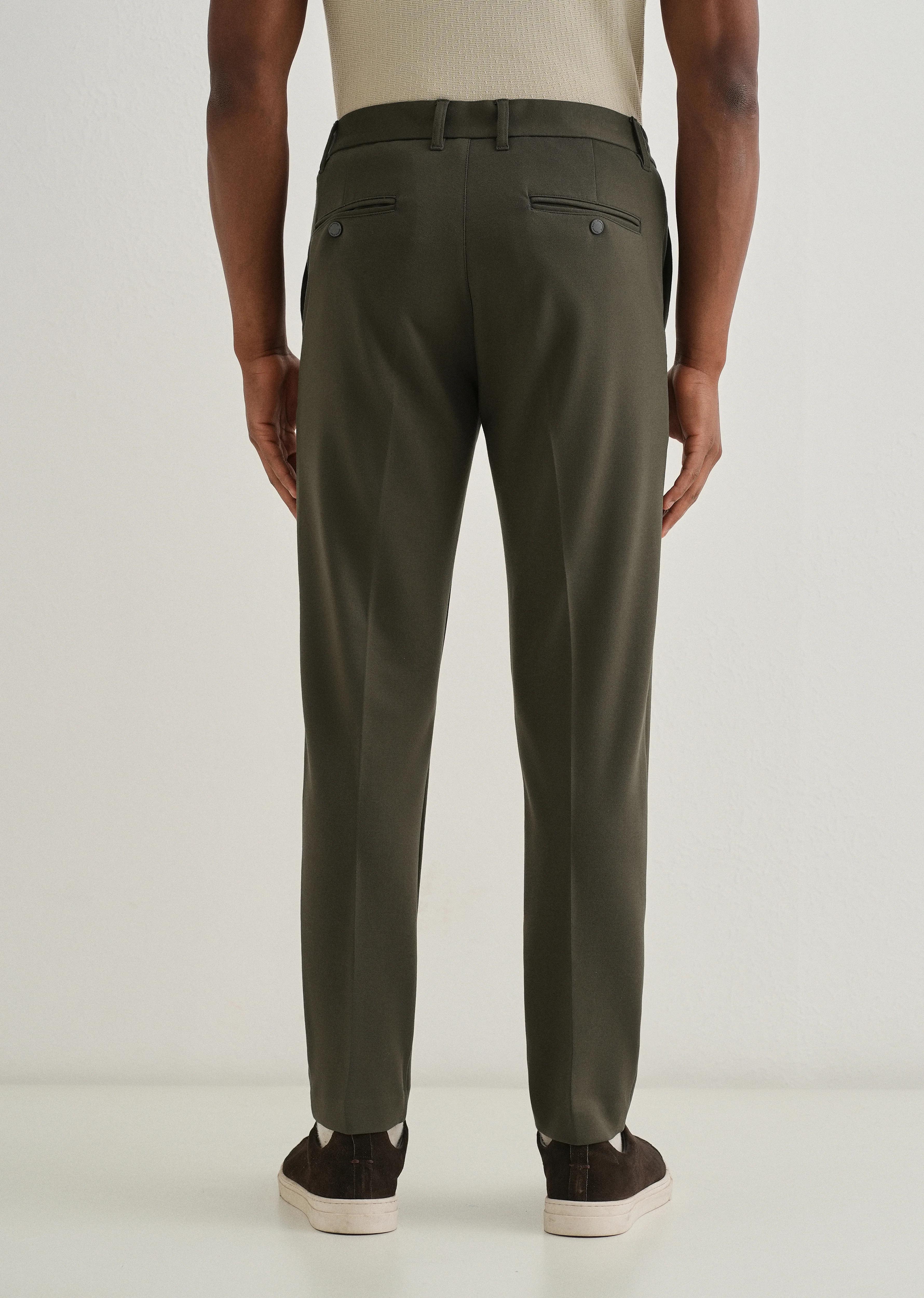 Olive Green Semi Elasticated Slim Fit Trouser - Image 2