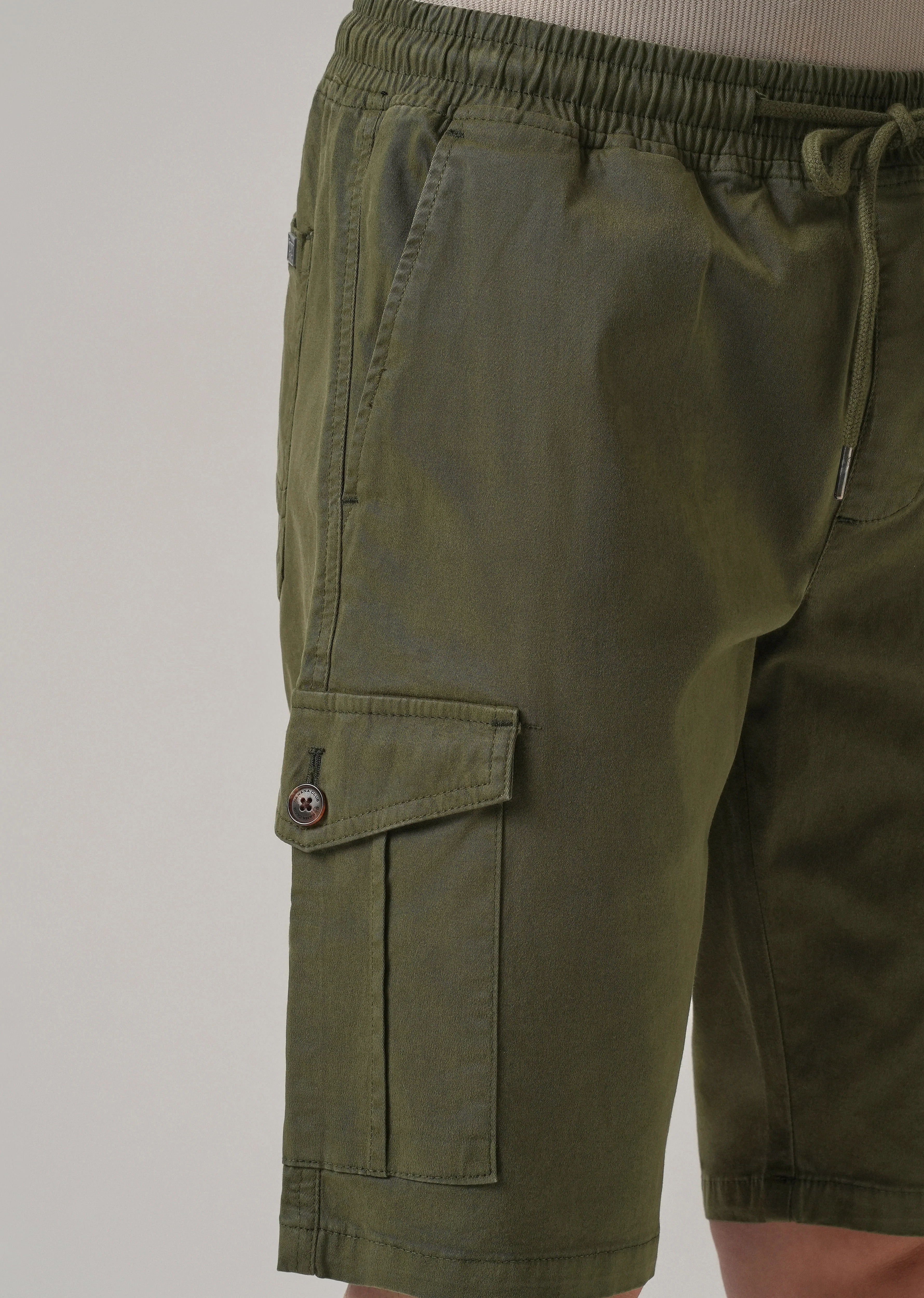 Olive Green Cotton Cargo Shorts - Image 5