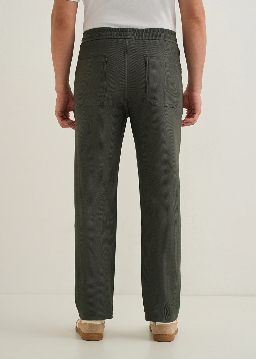 Olive Green Straight Fit Corduroy Pants - Image 4