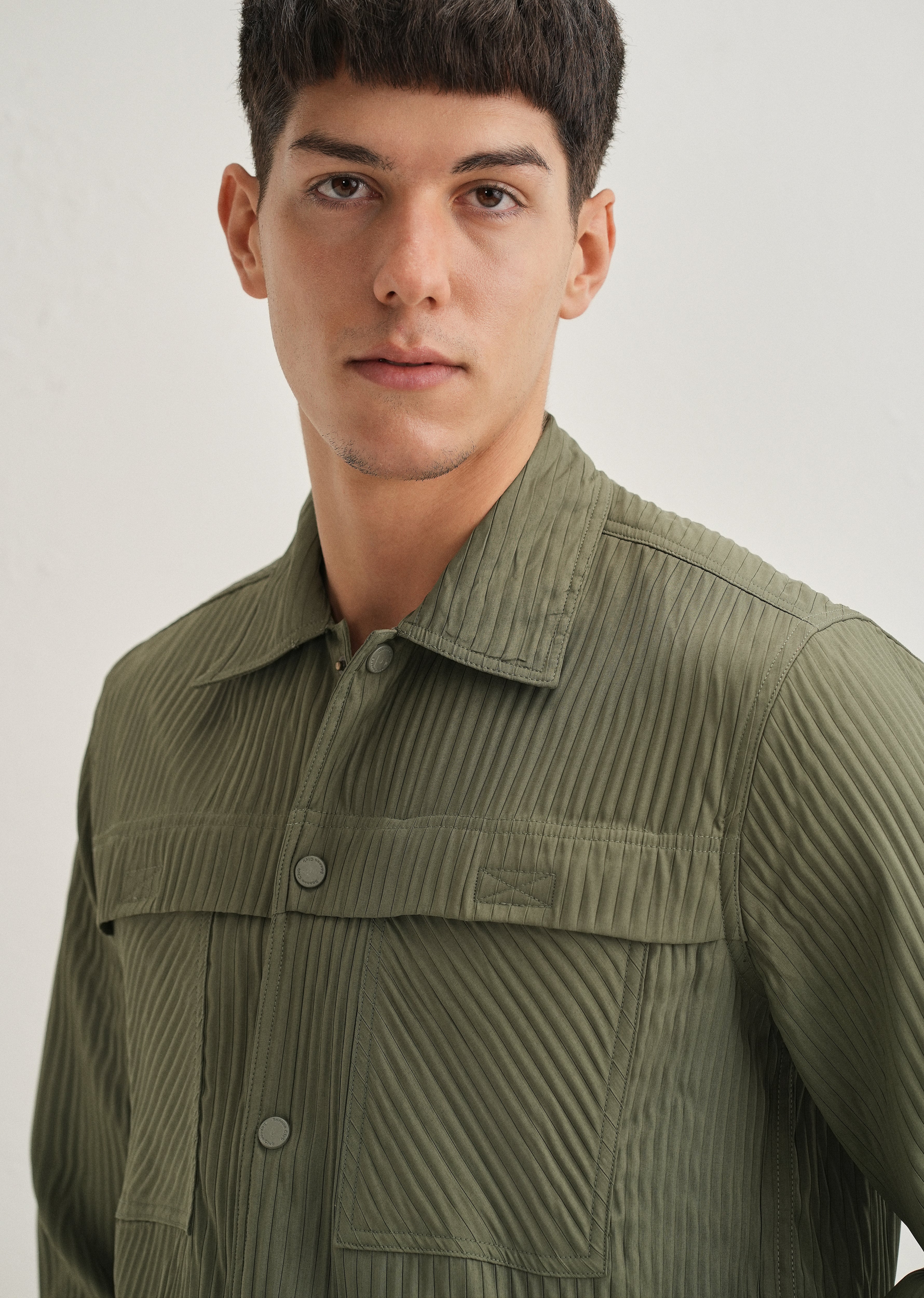 Olive Green Textured Utility Shacket - Image 6
