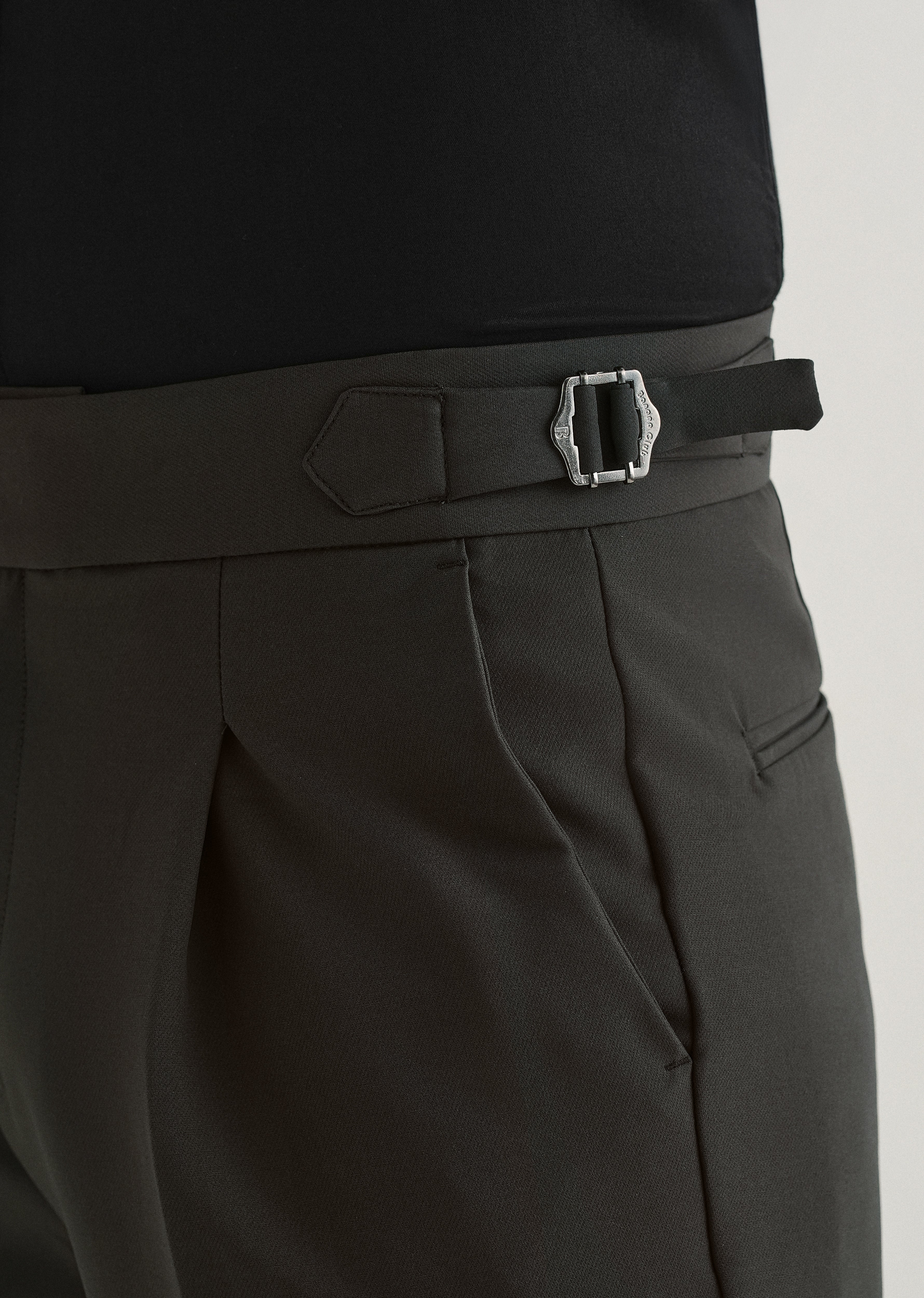Olive Grey Pleated Gurkha Pant - Image 2