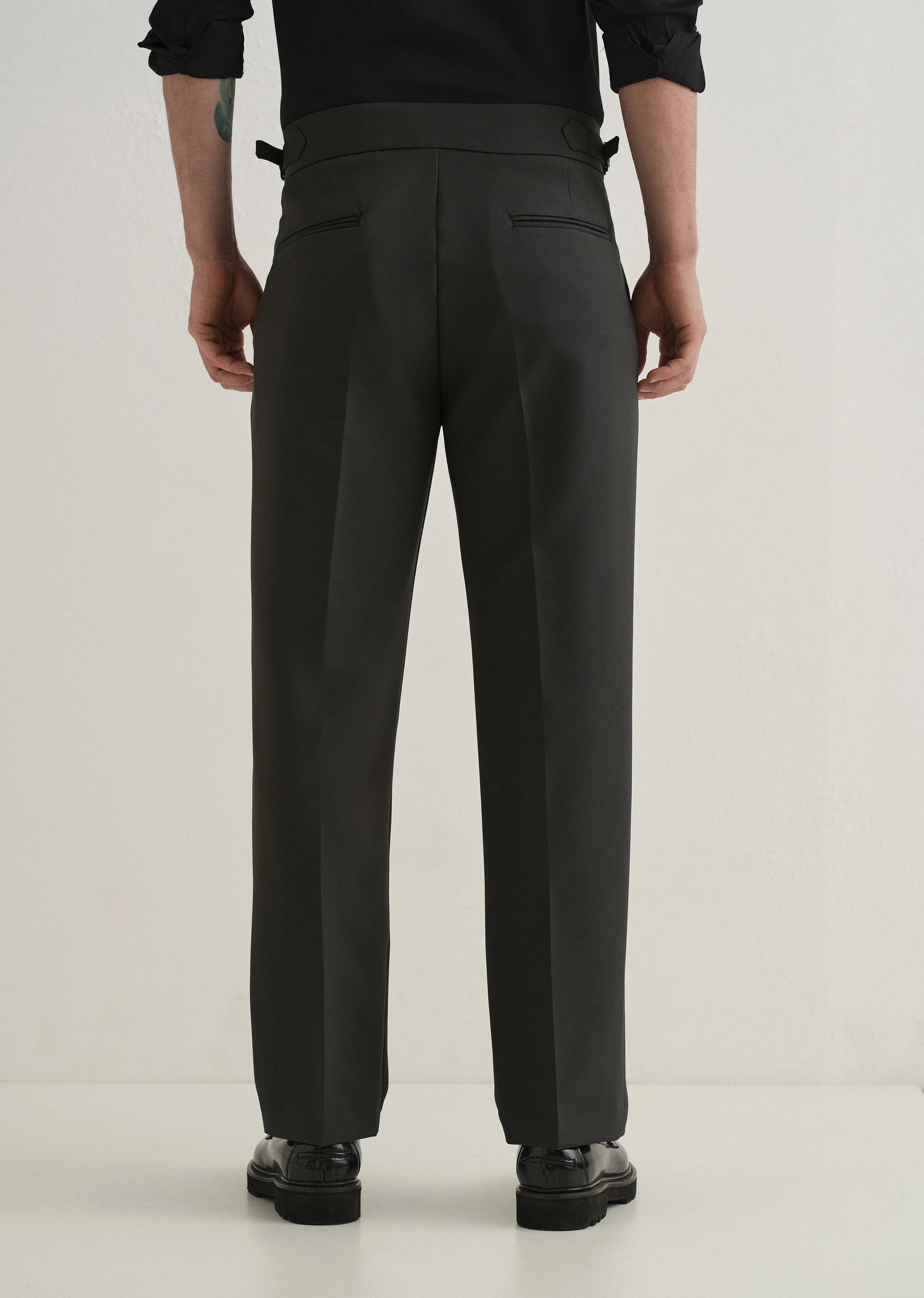 Olive Grey Pleated Gurkha Pant - Image 3