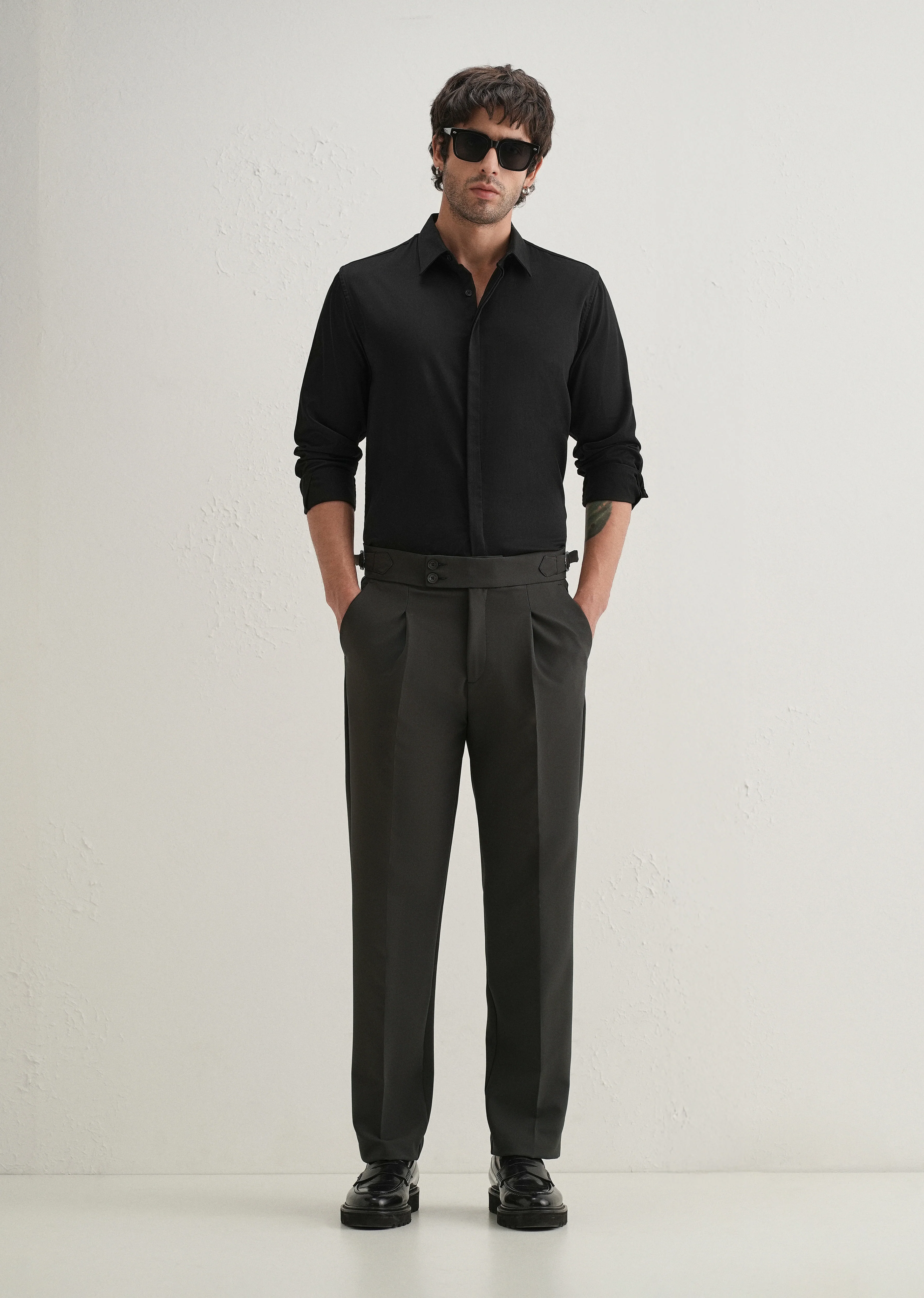 Olive Grey Pleated Gurkha Pant - Image 7