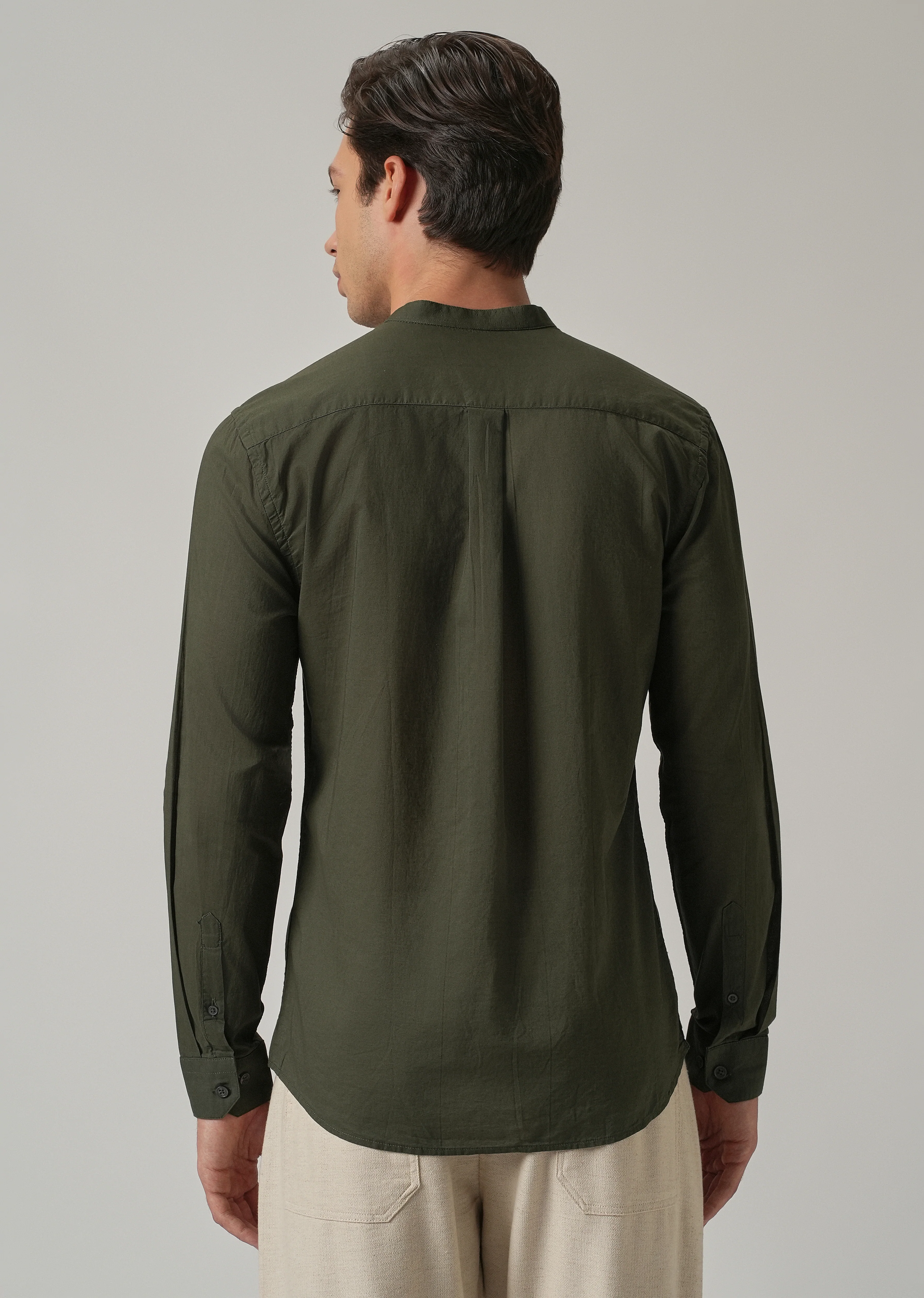 Olive Grove Plain Cotton Shirt - Image 2