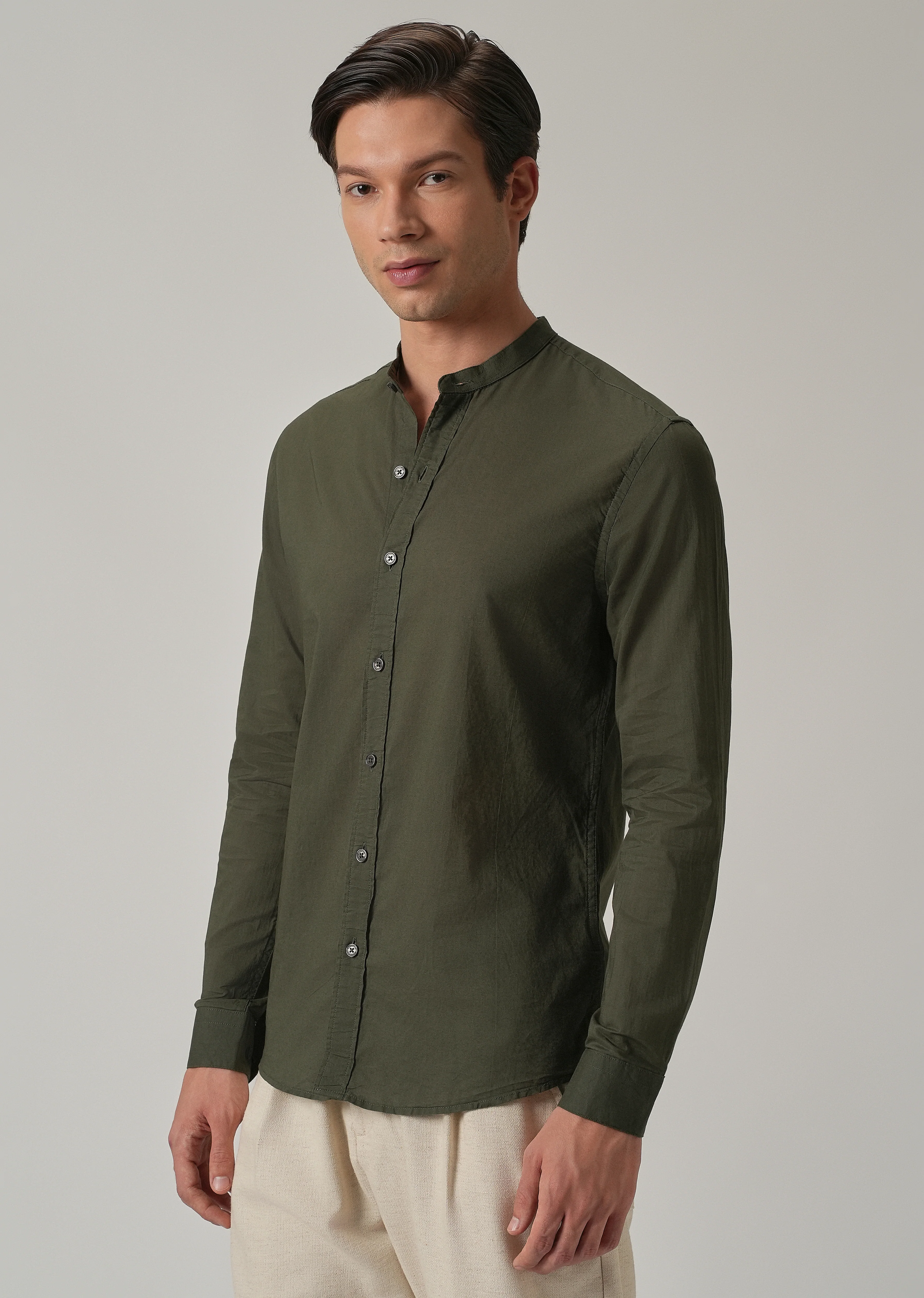 Olive Grove Plain Cotton Shirt - Image 4