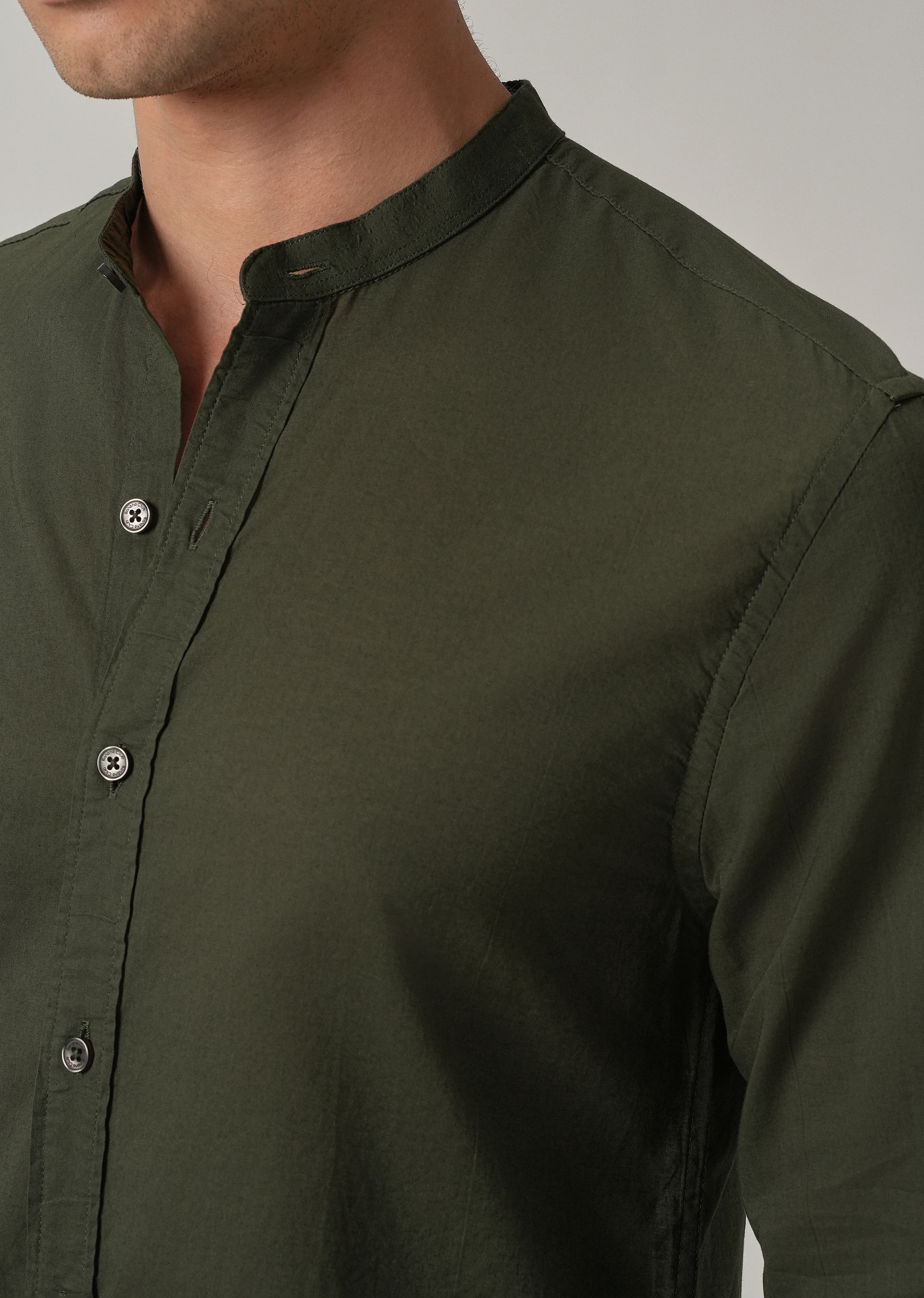 Olive Grove Plain Cotton Shirt - Image 5