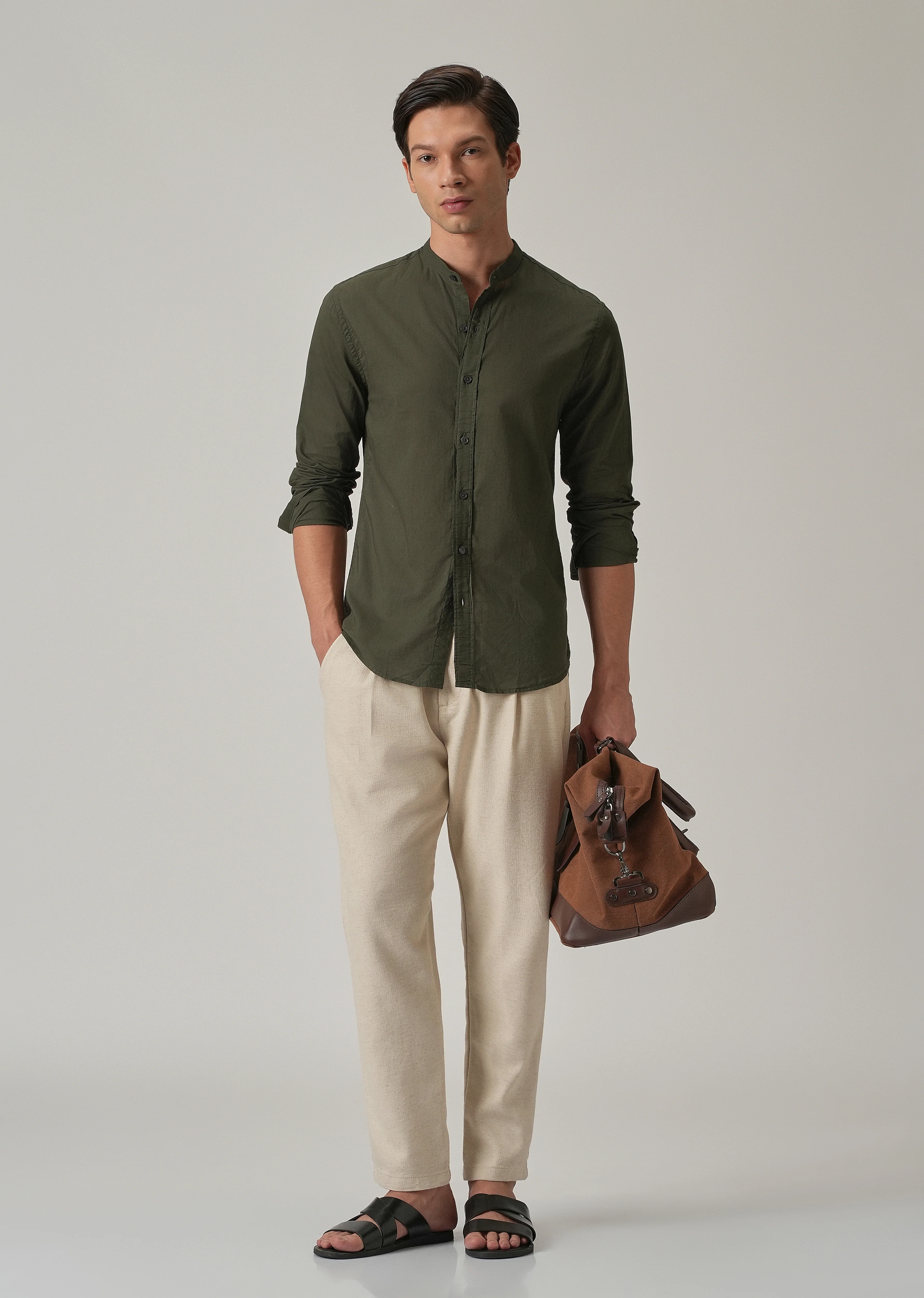 Olive Grove Plain Cotton Shirt - Image 6