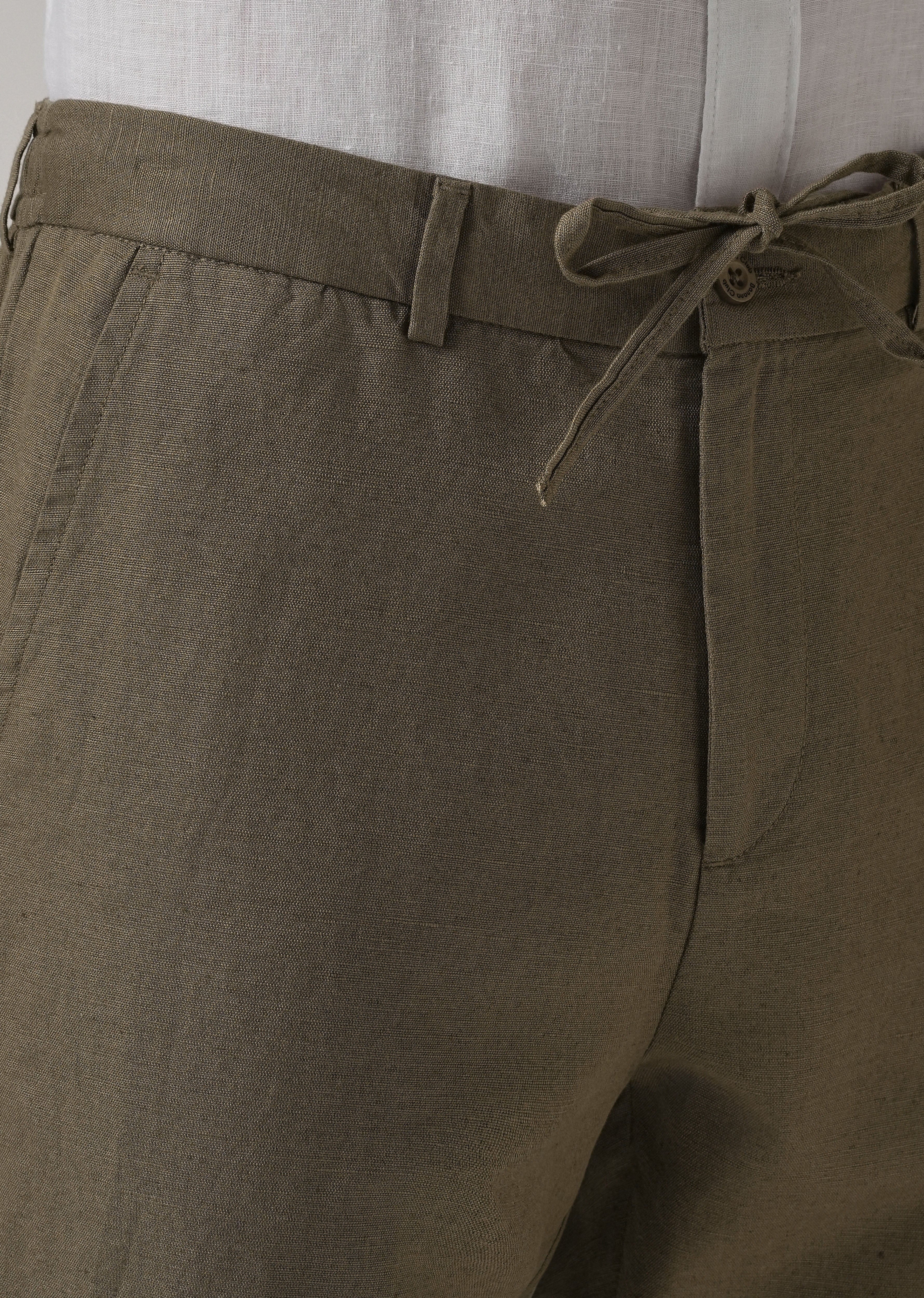 Olive Linen Relaxed Fit Trouser - Image 5