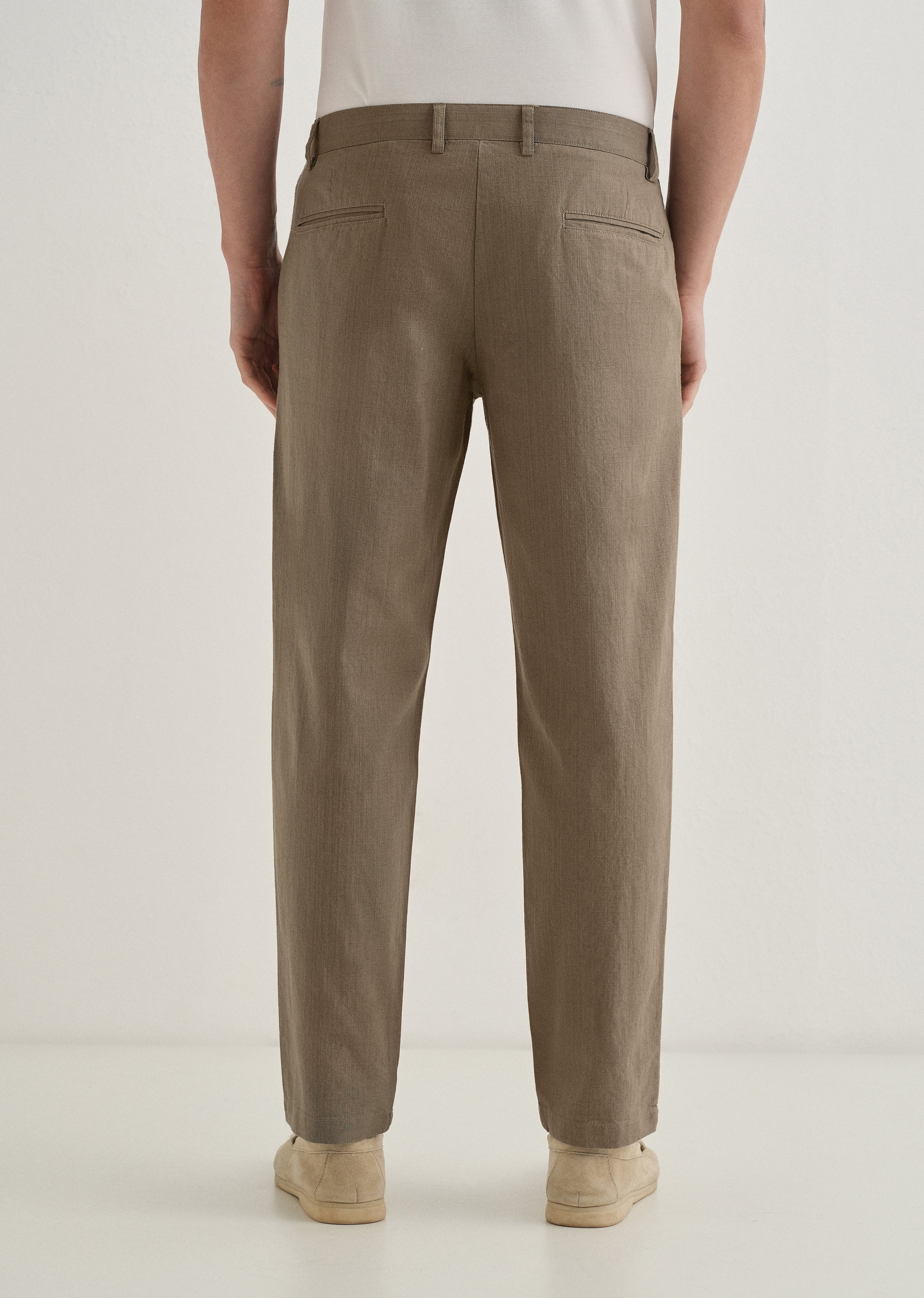 Olive Linen Trouser - Image 3