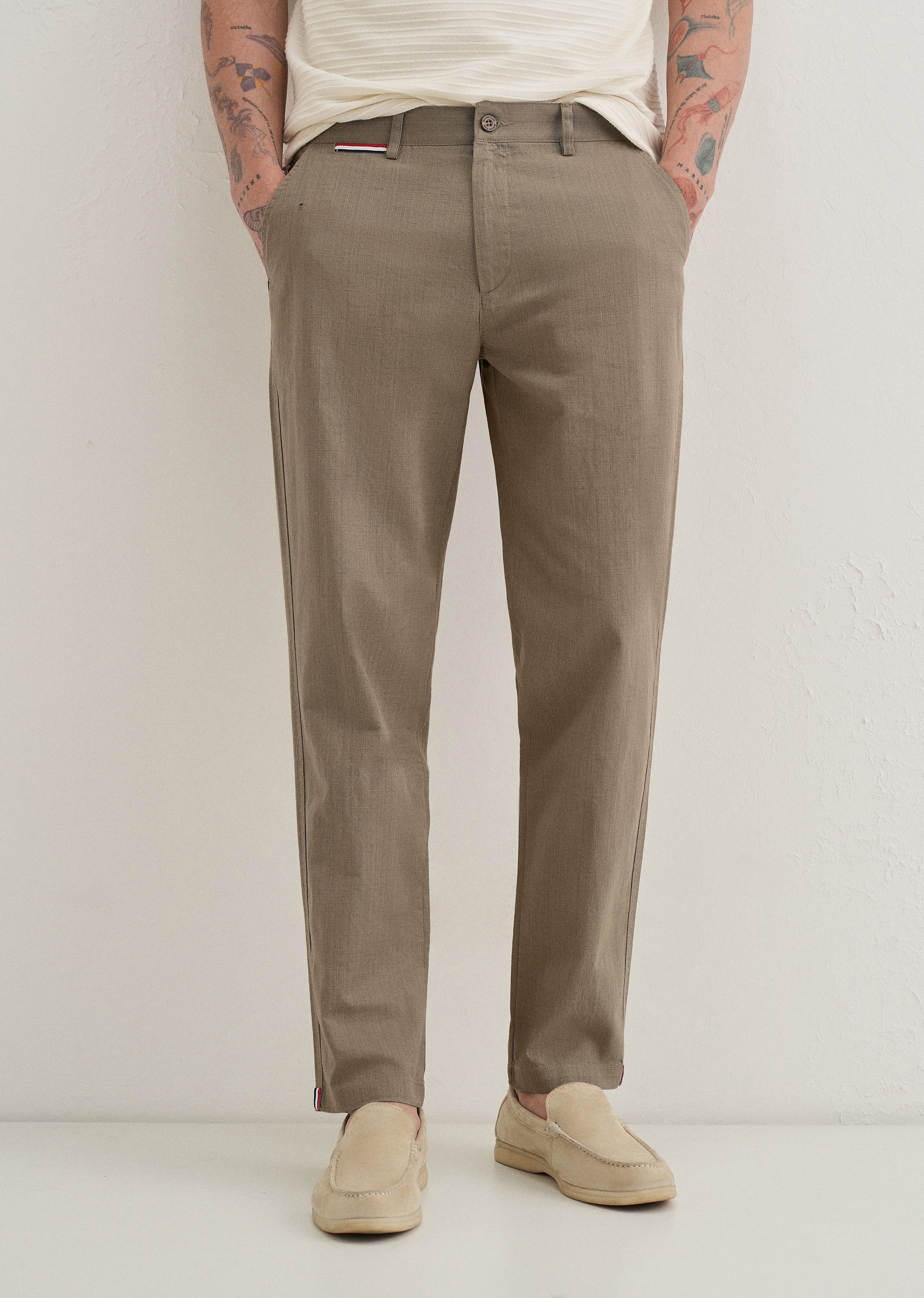 Olive Linen Trouser - Image 8