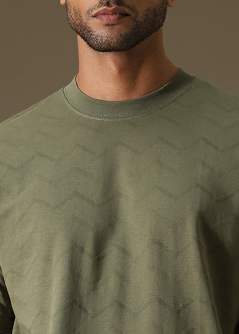 Olive Plain Drop Shoulder Oversized T-shirt - Image 2