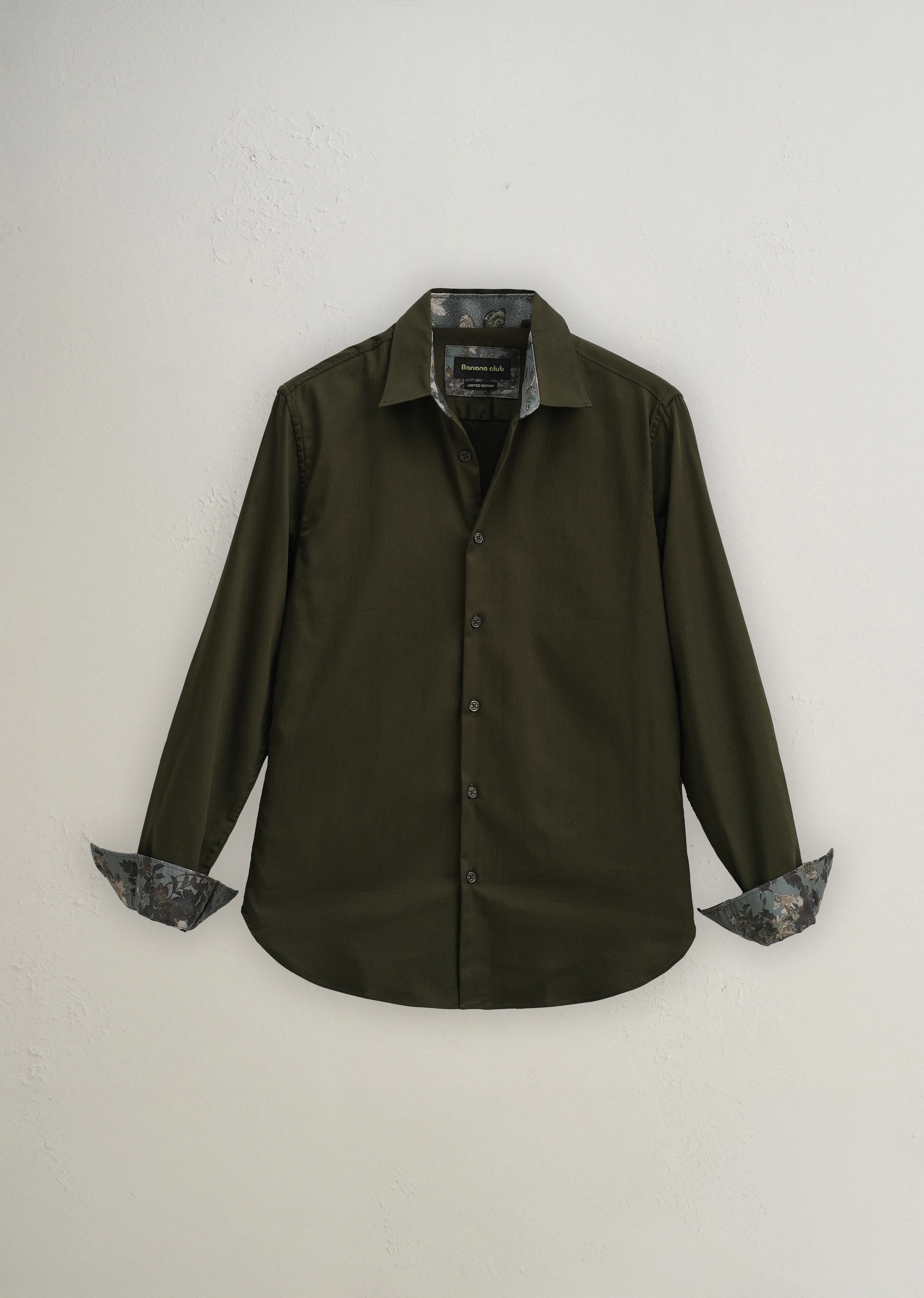 Olive Printed Cuff Shirt - Image 2