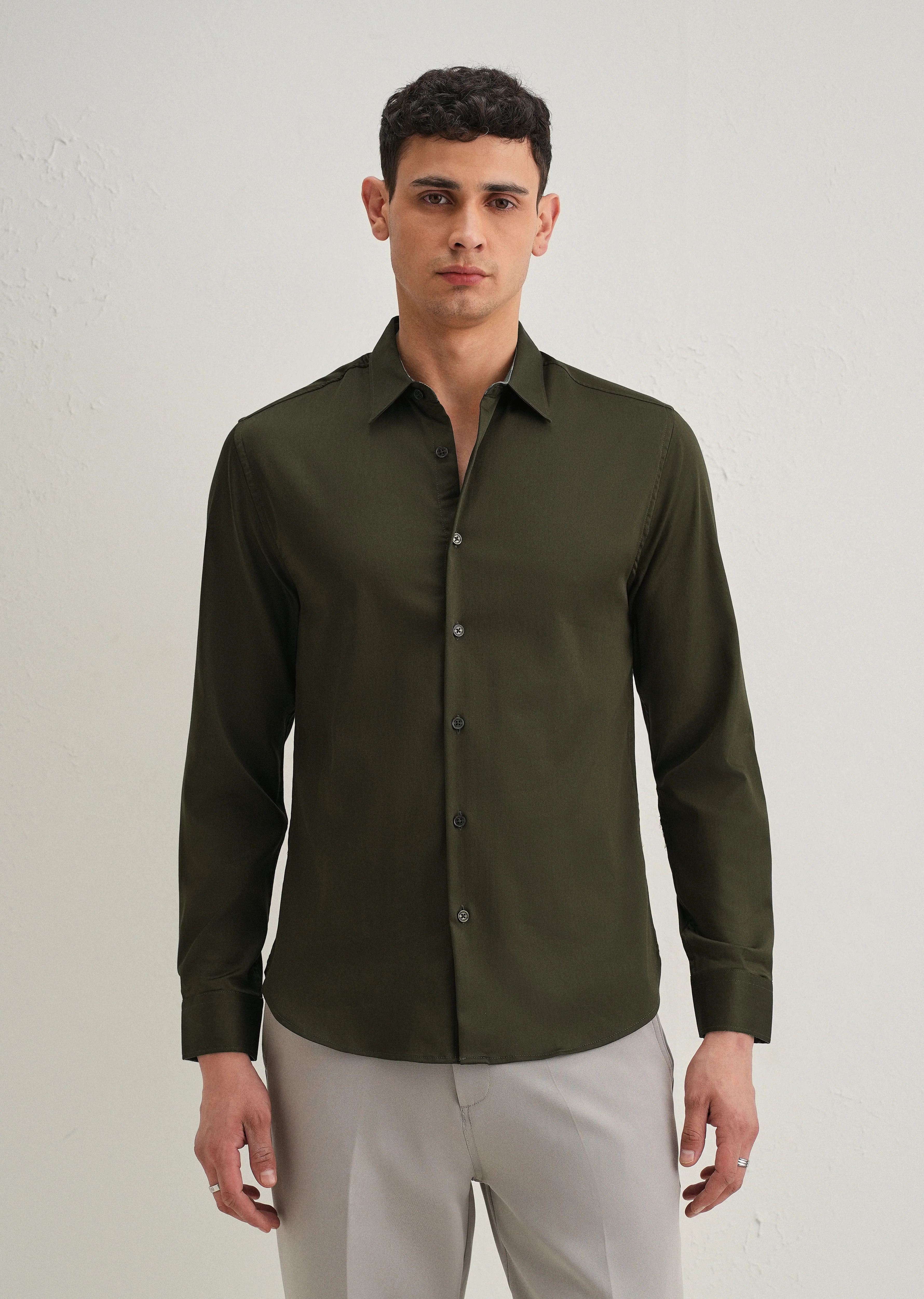 Olive Printed Cuff Shirt - Image 4