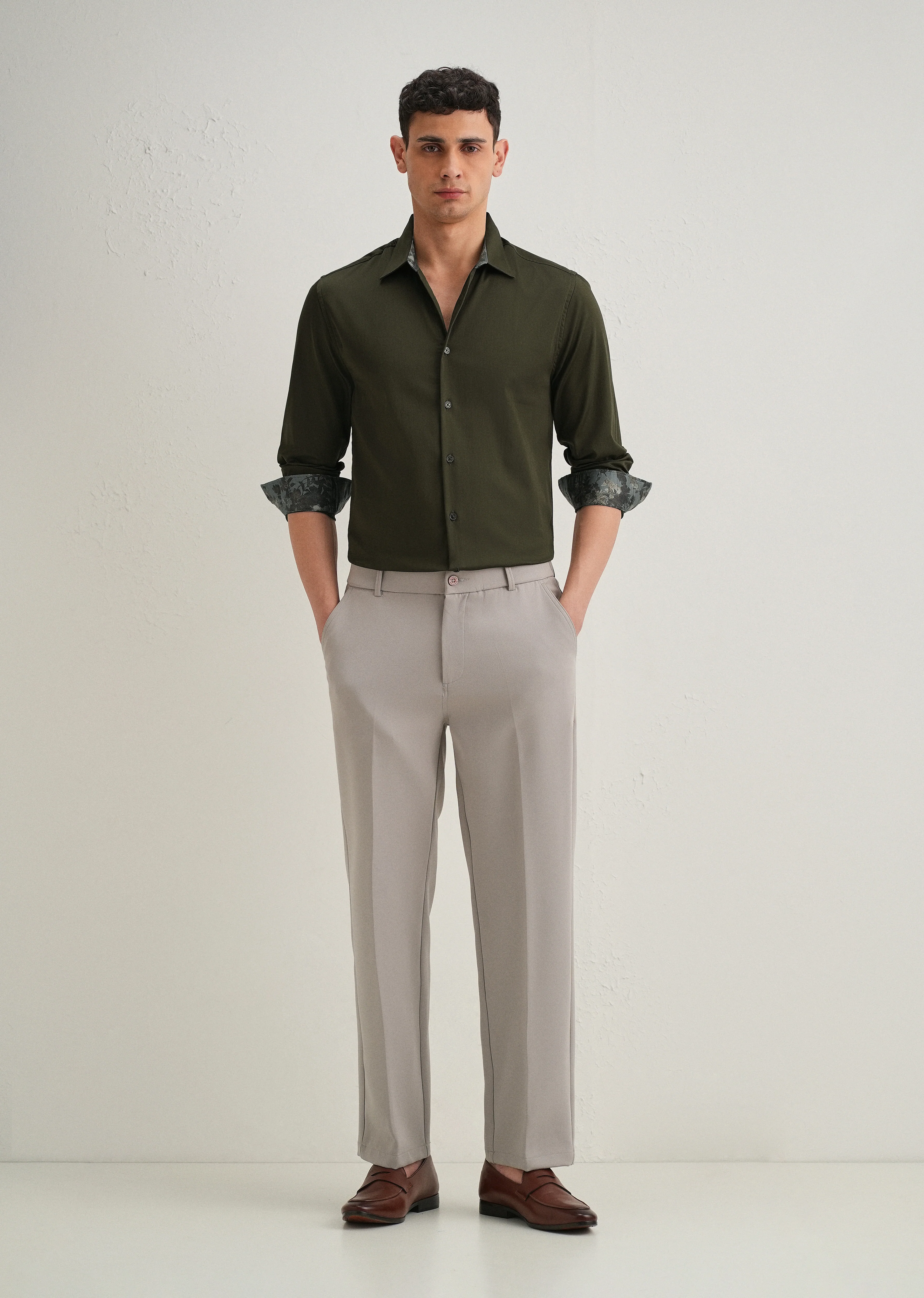 Olive Printed Cuff Shirt - Image 8