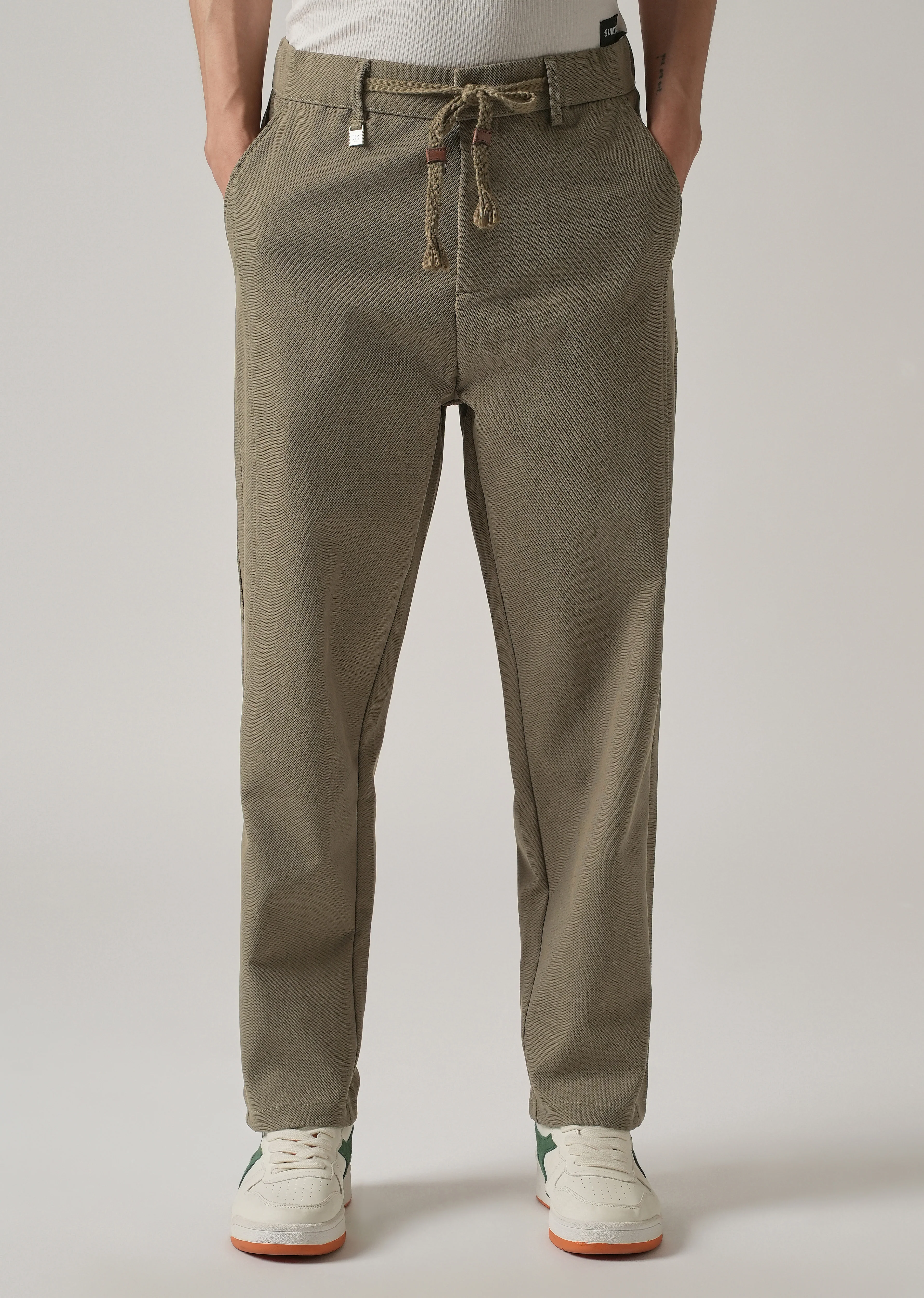 Olive Relaxed Fit Tie Waist Pant - Image 7