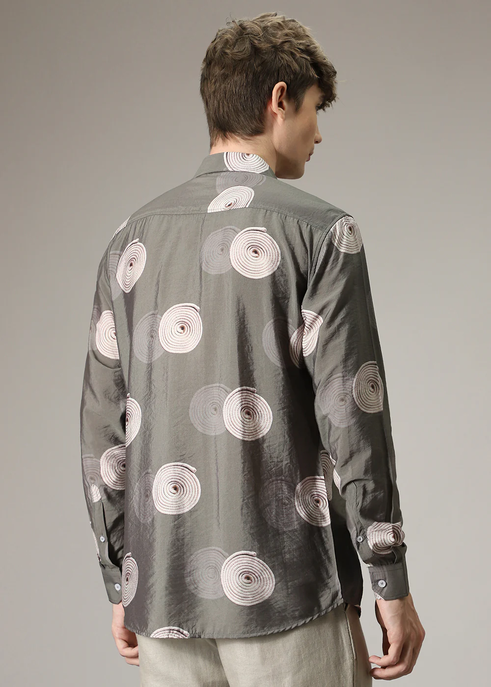 Olive Spiral Print Shirt - Image 4