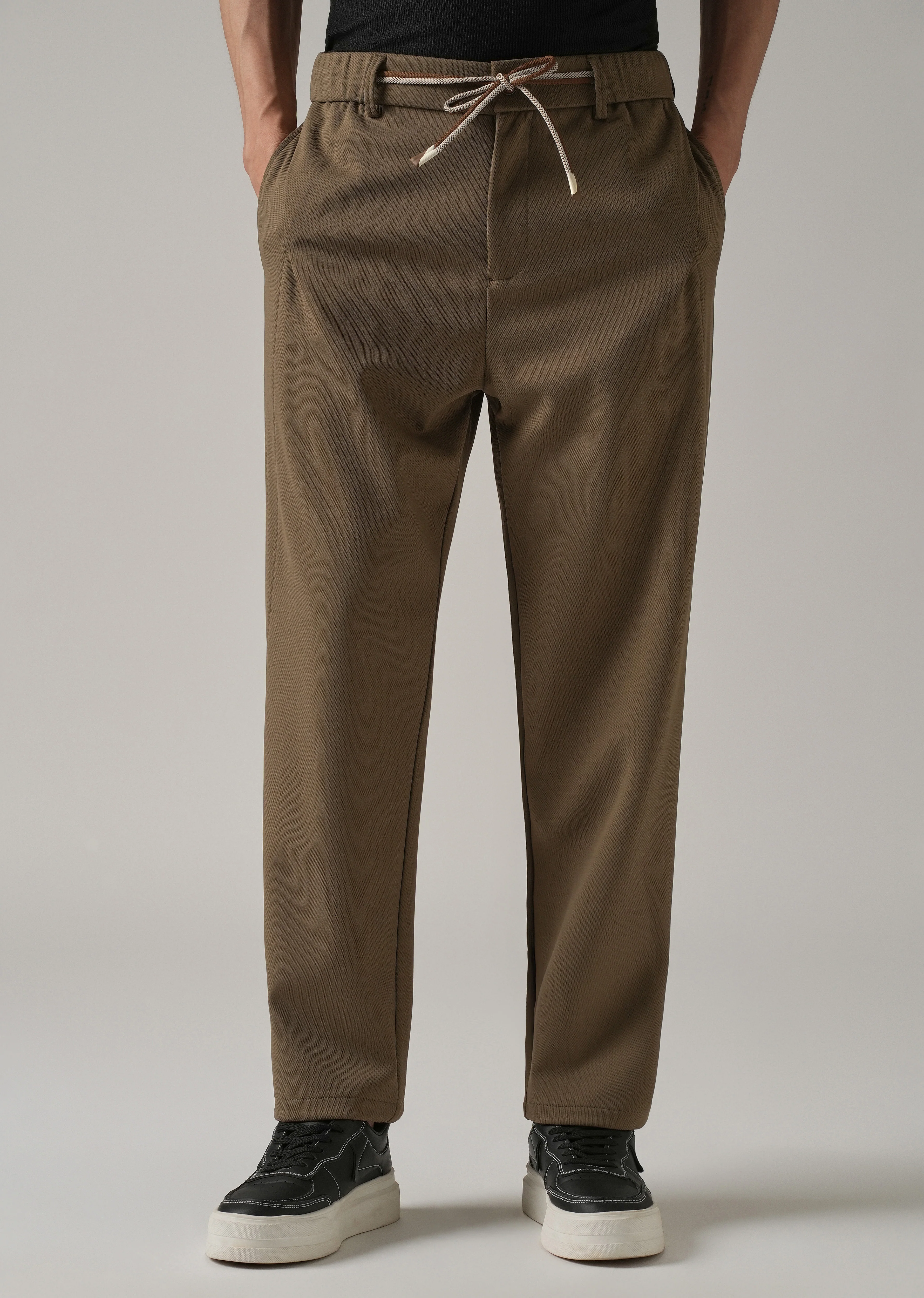 Olive Textured Stretch Pant - Image 7