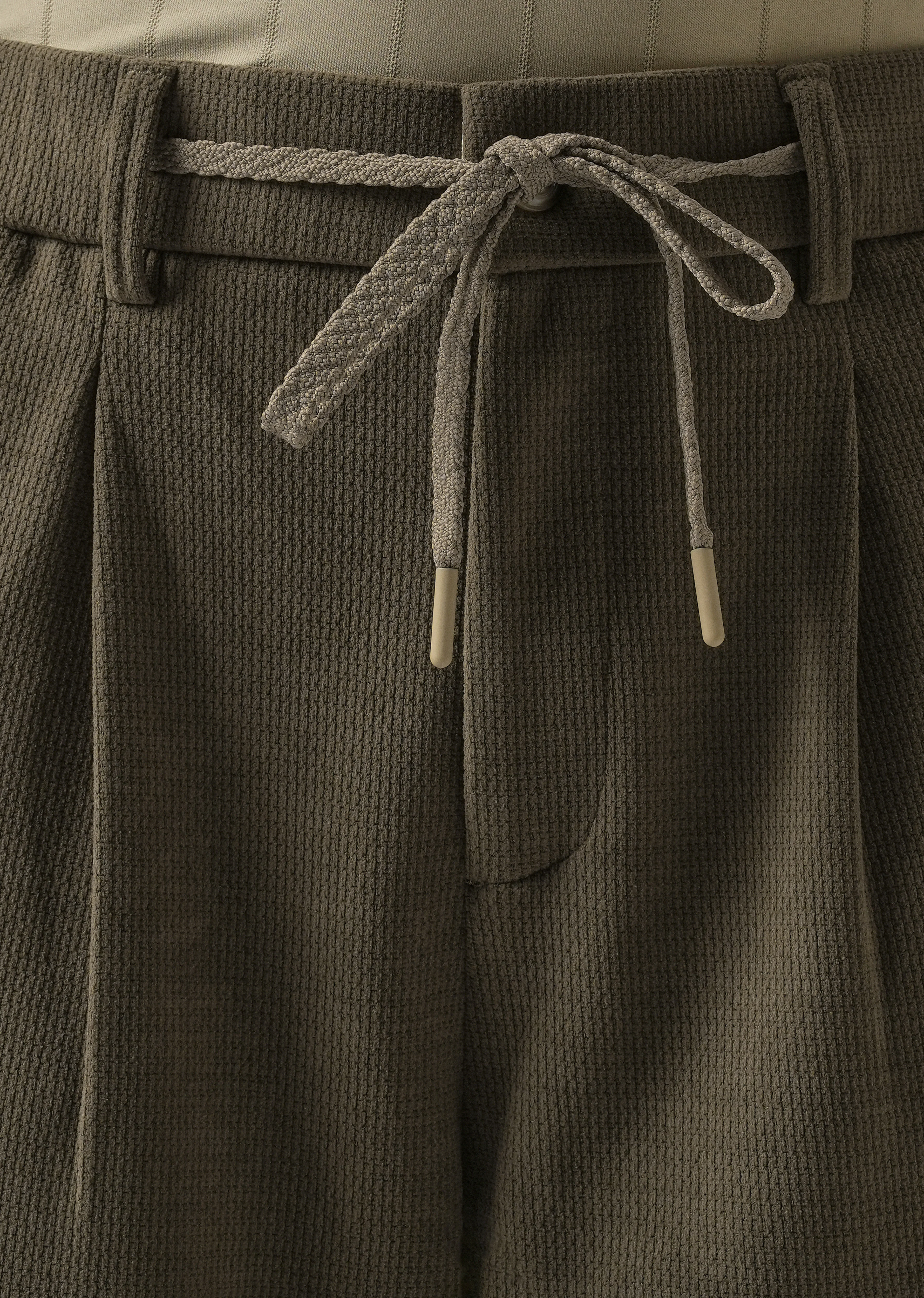 Olive Textured Suede Drawstring Pant - Image 5