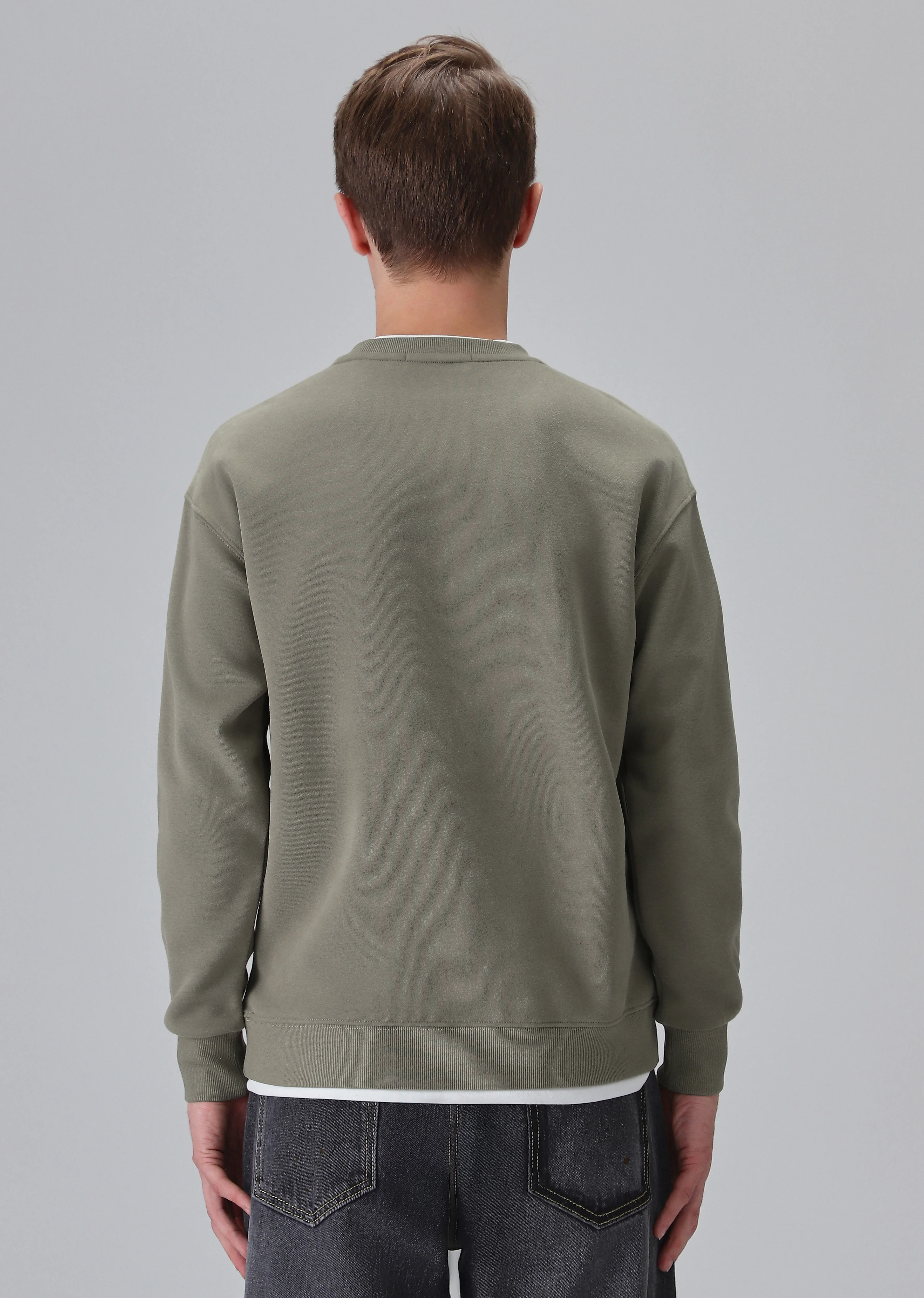 Olive White Contrast Sweatshirt - Image 2